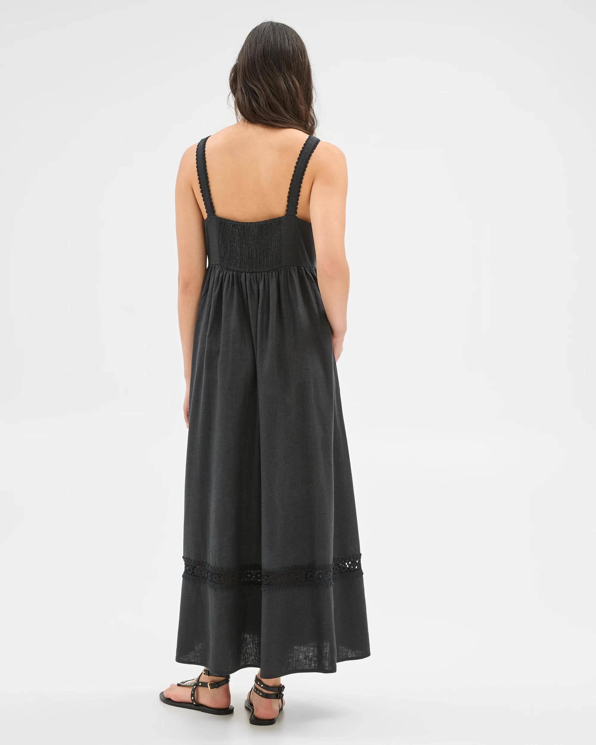 4 Target Linen Blend Square Neck Maxi Dress BLACK, 4 of 9