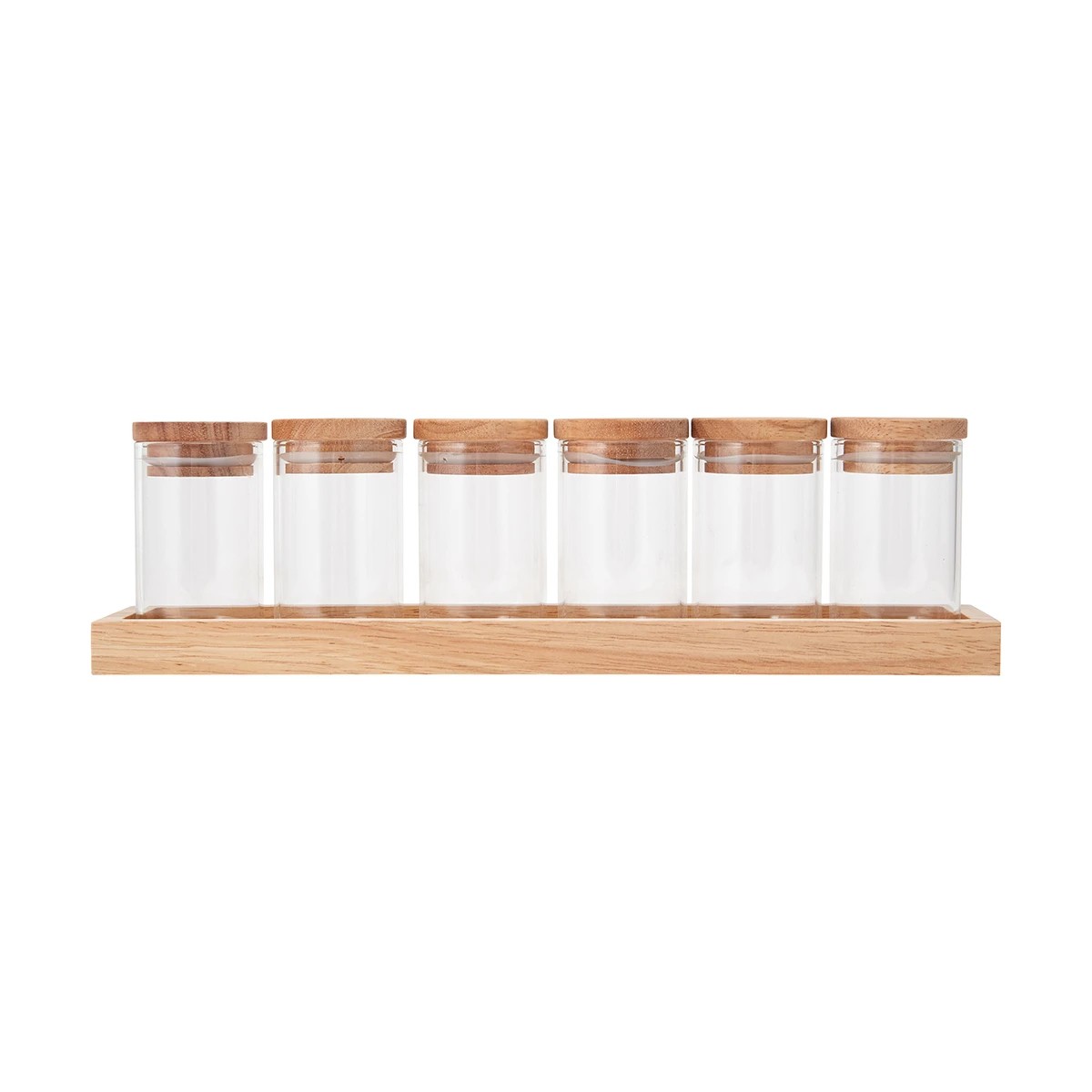 4 6 Pack Glass Jars with Wood Tray, 4 of 9