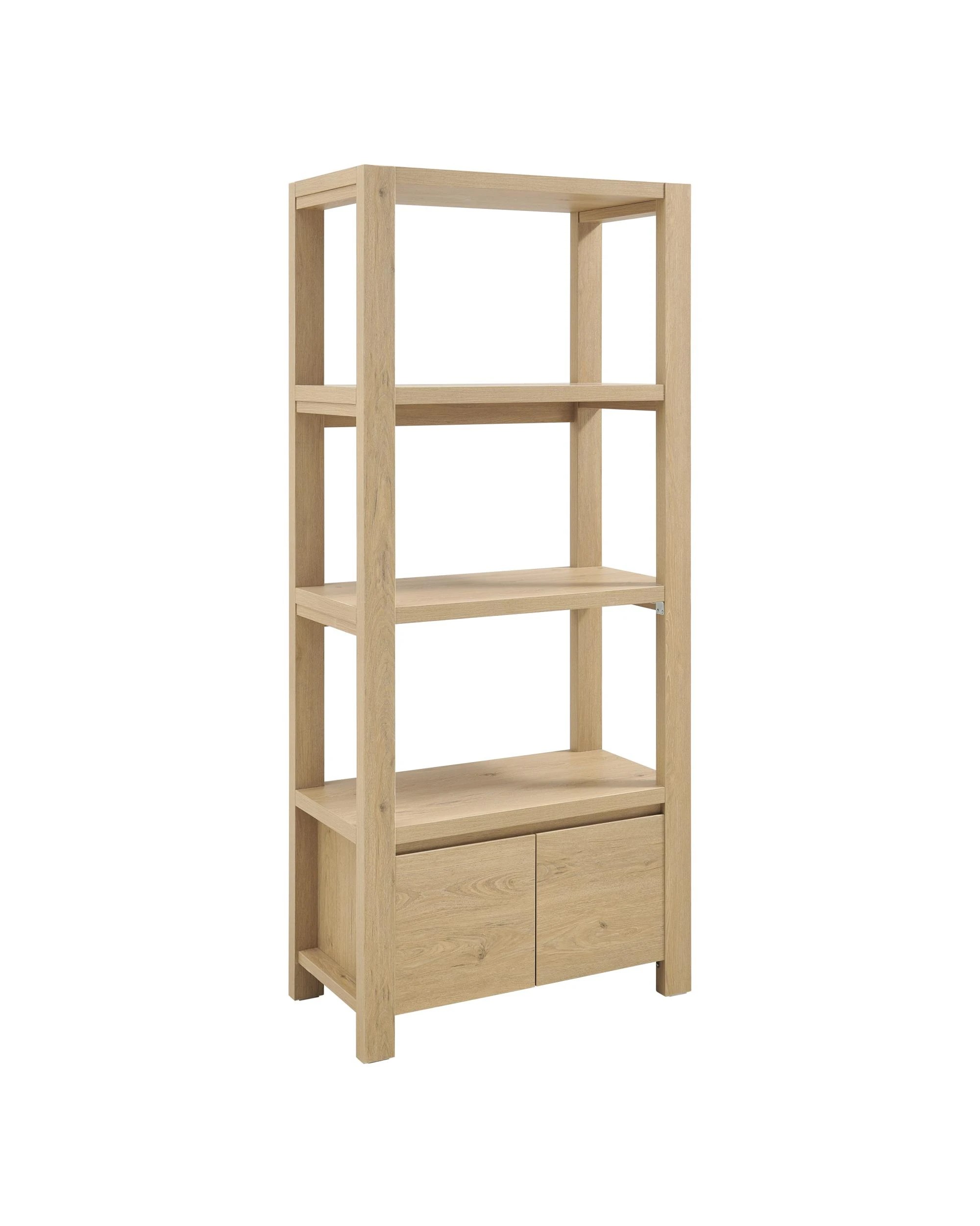 1 Kodu Bookcase Storage 3 Shelf 2 Doors Oak - Natural, 1 of 10