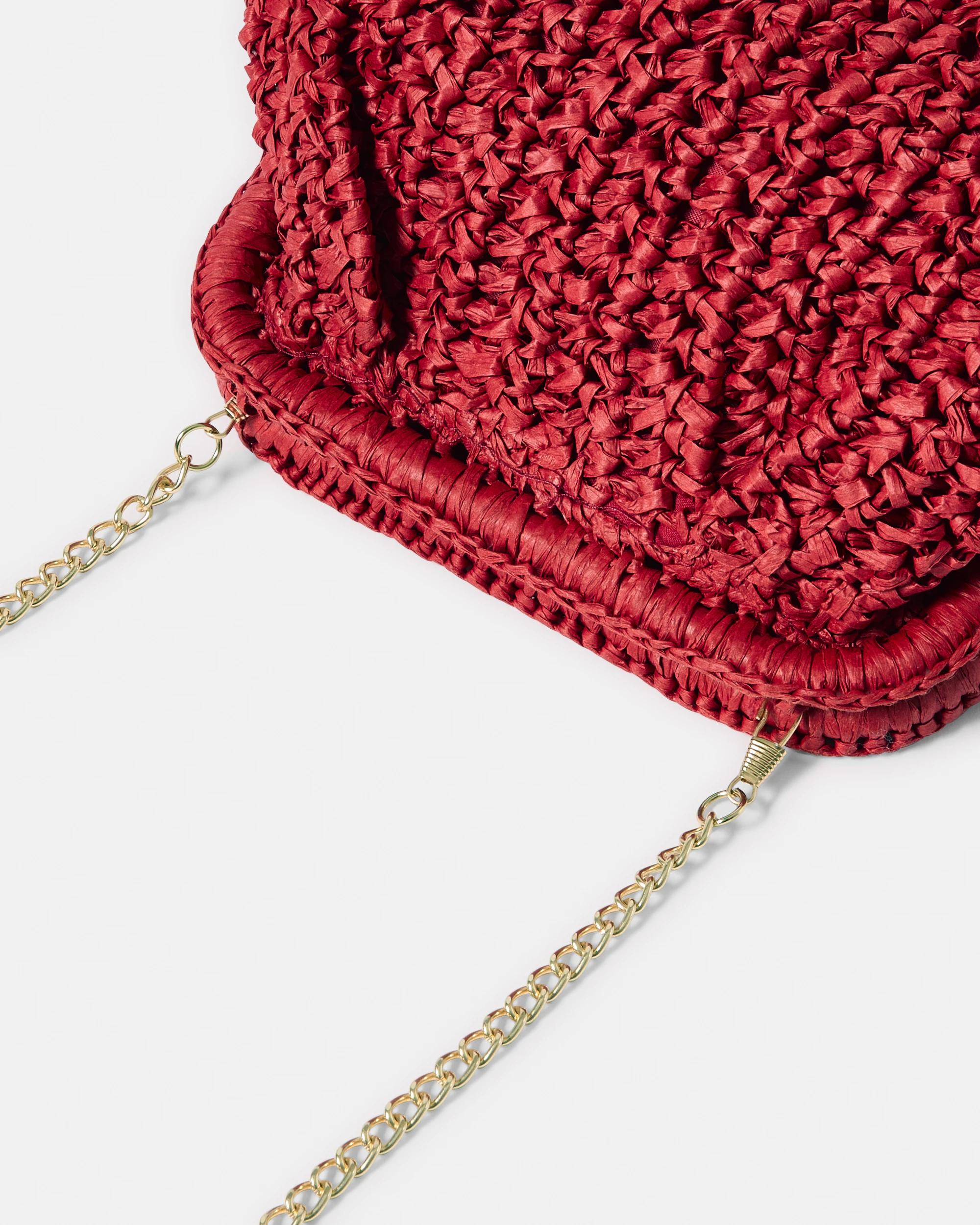 3 Slouchy Straw Clutch Spice Red, 3 of 6