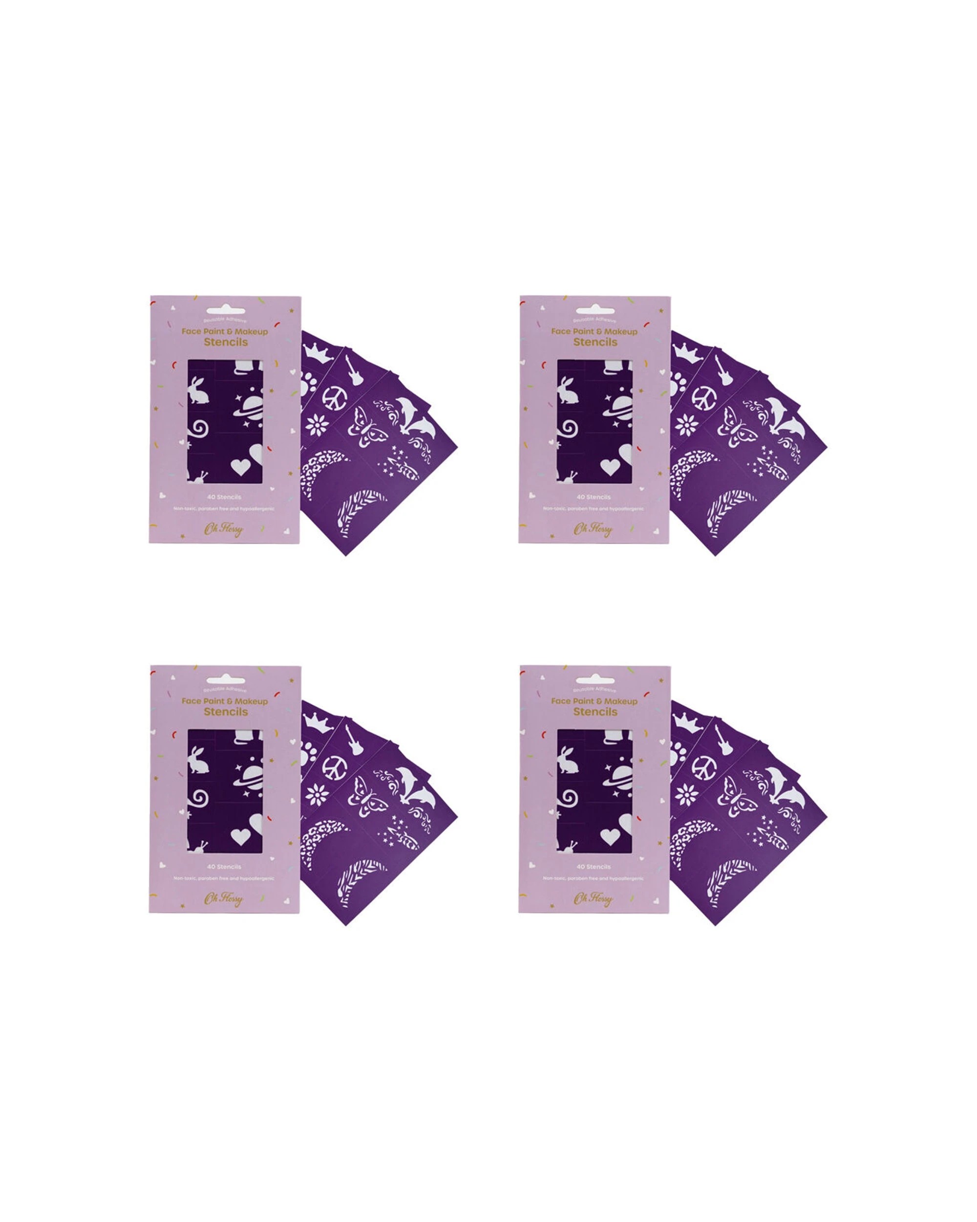 1 OH FLOSSY 4x40pc Reusable Adhesive Face Paint Makeup Stencils - Purple, 1 of 3