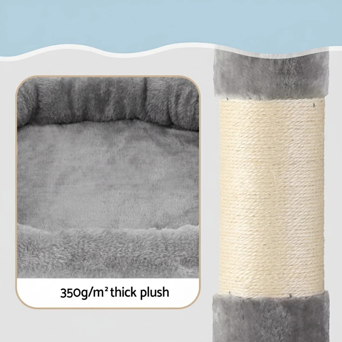 5 i.Pet Cat Tree 184cm Tower Scratching Post Trees Scratcher Condo House Light - Grey, 5 of 5