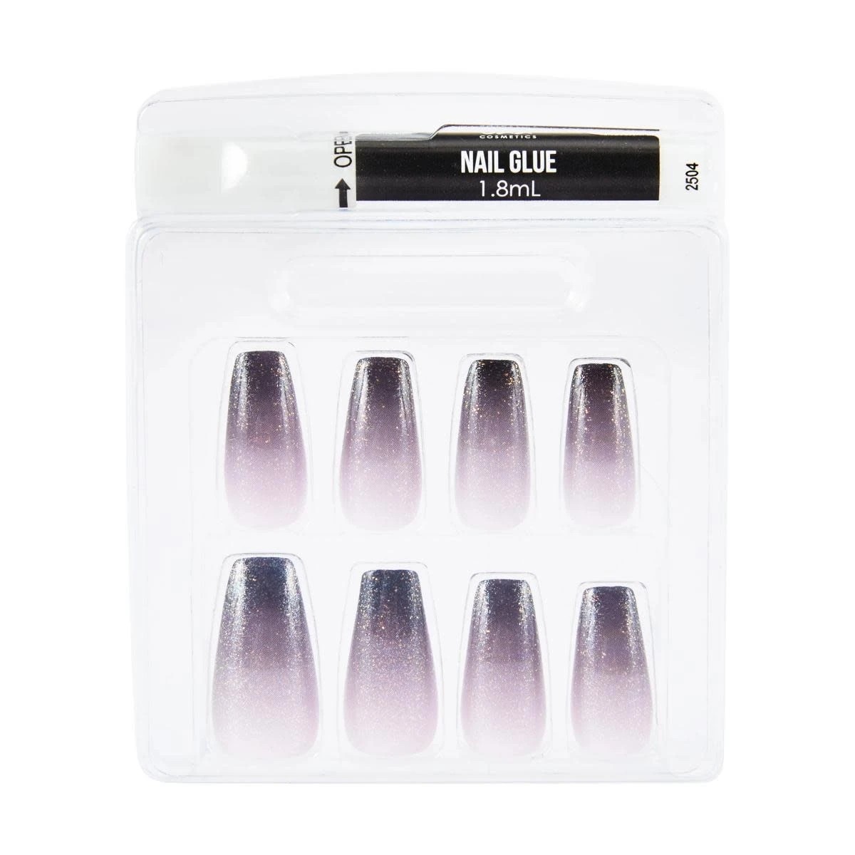 3 OXX Cosmetics Halloween 24 Pack Artificial Nails with Adhesive - Squareletto Shape, Smokey Glitter, 3 of 4