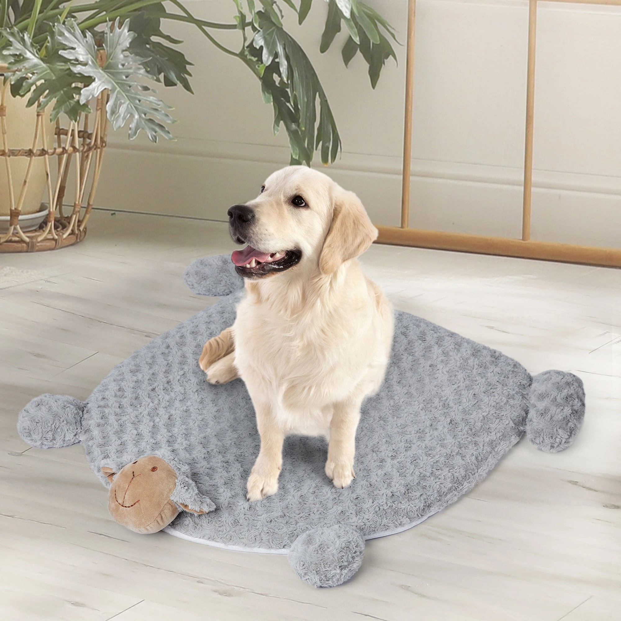 4 Pawz Large Pet Calming Bed With Squeaky Toy Grey, 4 of 7