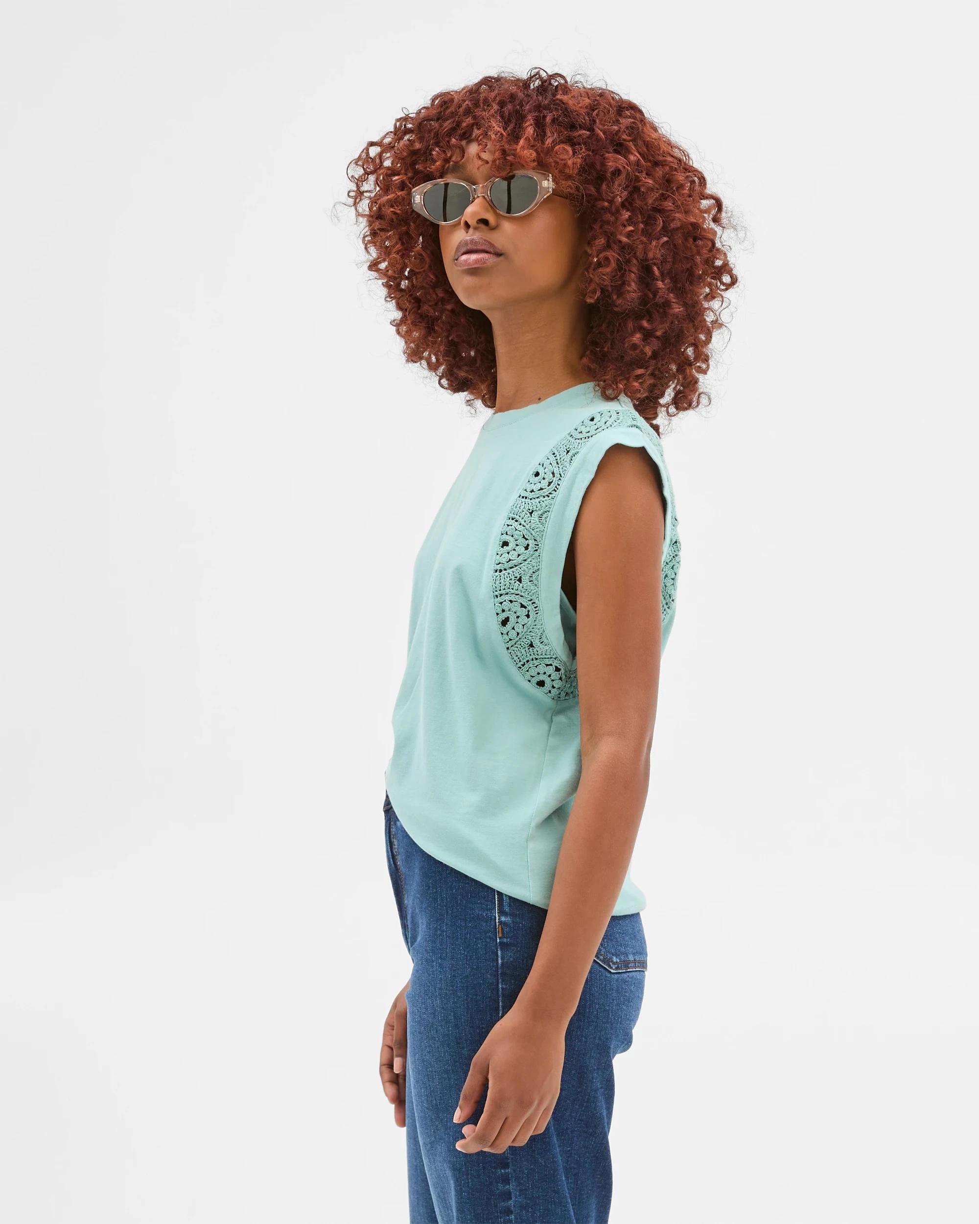 4 Target Petites Australian Cotton Crochet Insert Top AQUIFER, 4 of 6