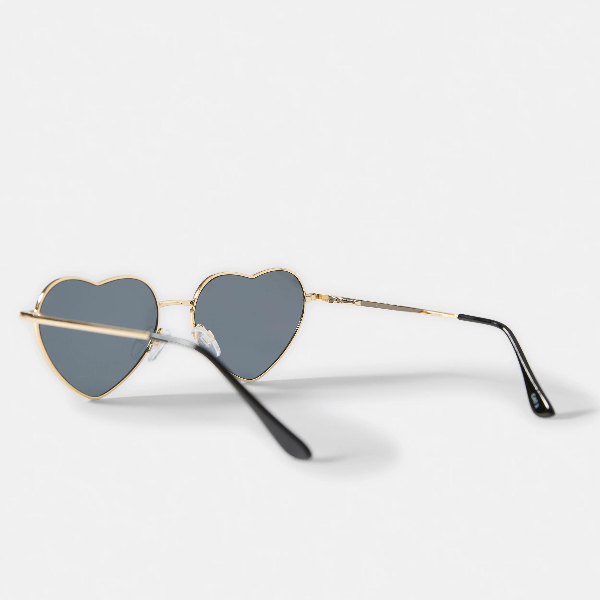 2 Womens Metal Heart Sunglasses GOLD, 2 of 6
