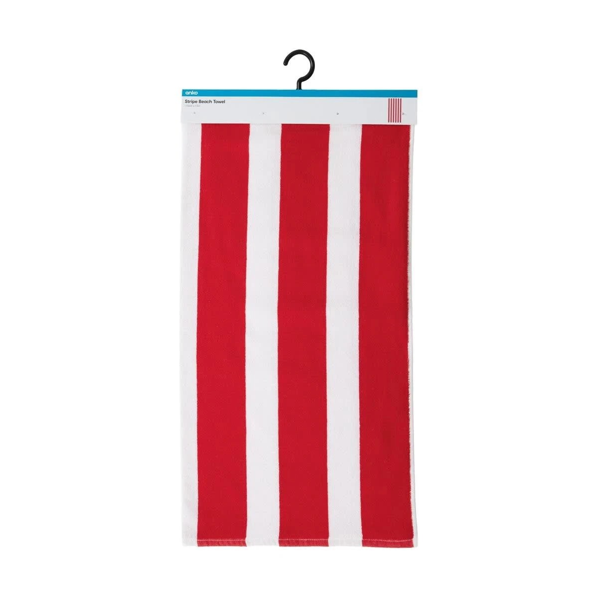 6 Stripe Beach Towel - Red, 6 of 6