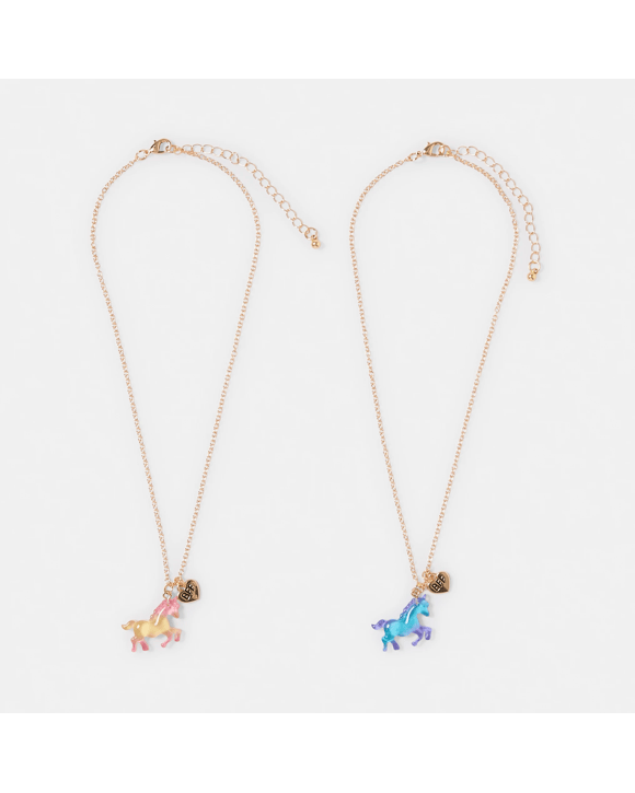 2 Pack BFF Unicorn Necklace Set - Gold Tone