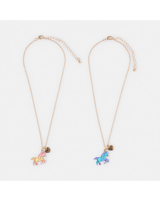 2 Pack BFF Unicorn Necklace Set - Gold 