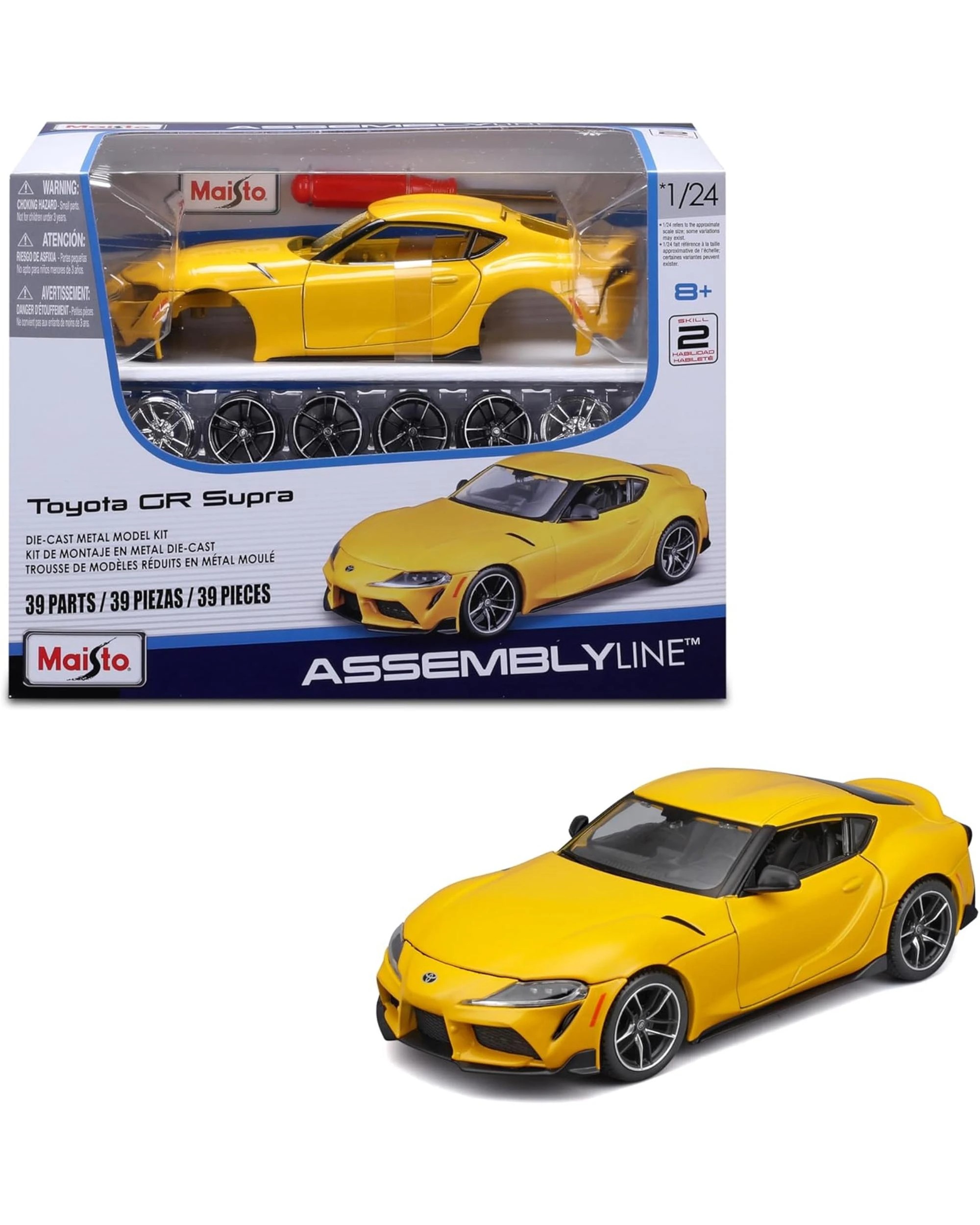 1 Maisto Assembly Line 2024 Toyota GR Supra 1:24 Scale Vehicle - Yellow, 1 of 8