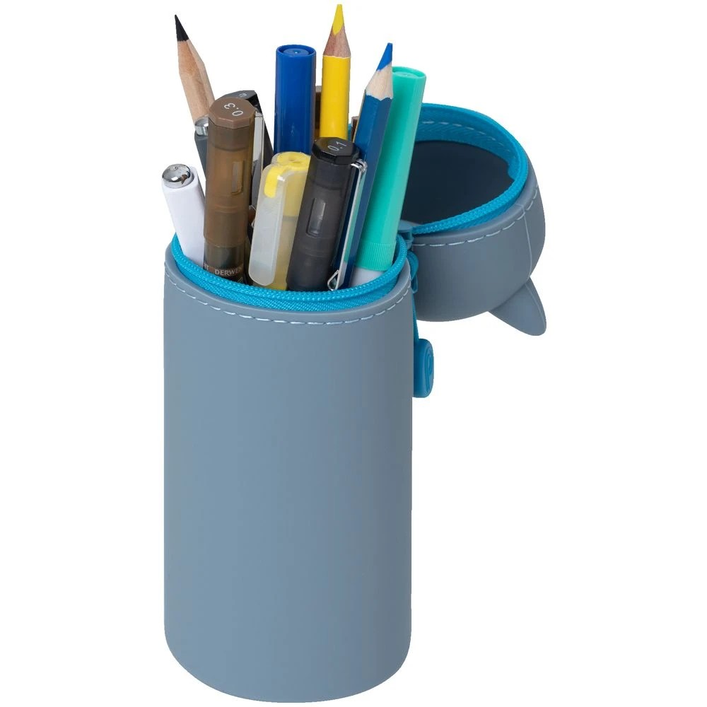 3 PuniLabo Single Zip Stand Up Silicone Pencil Case Grey Cat, 3 of 4