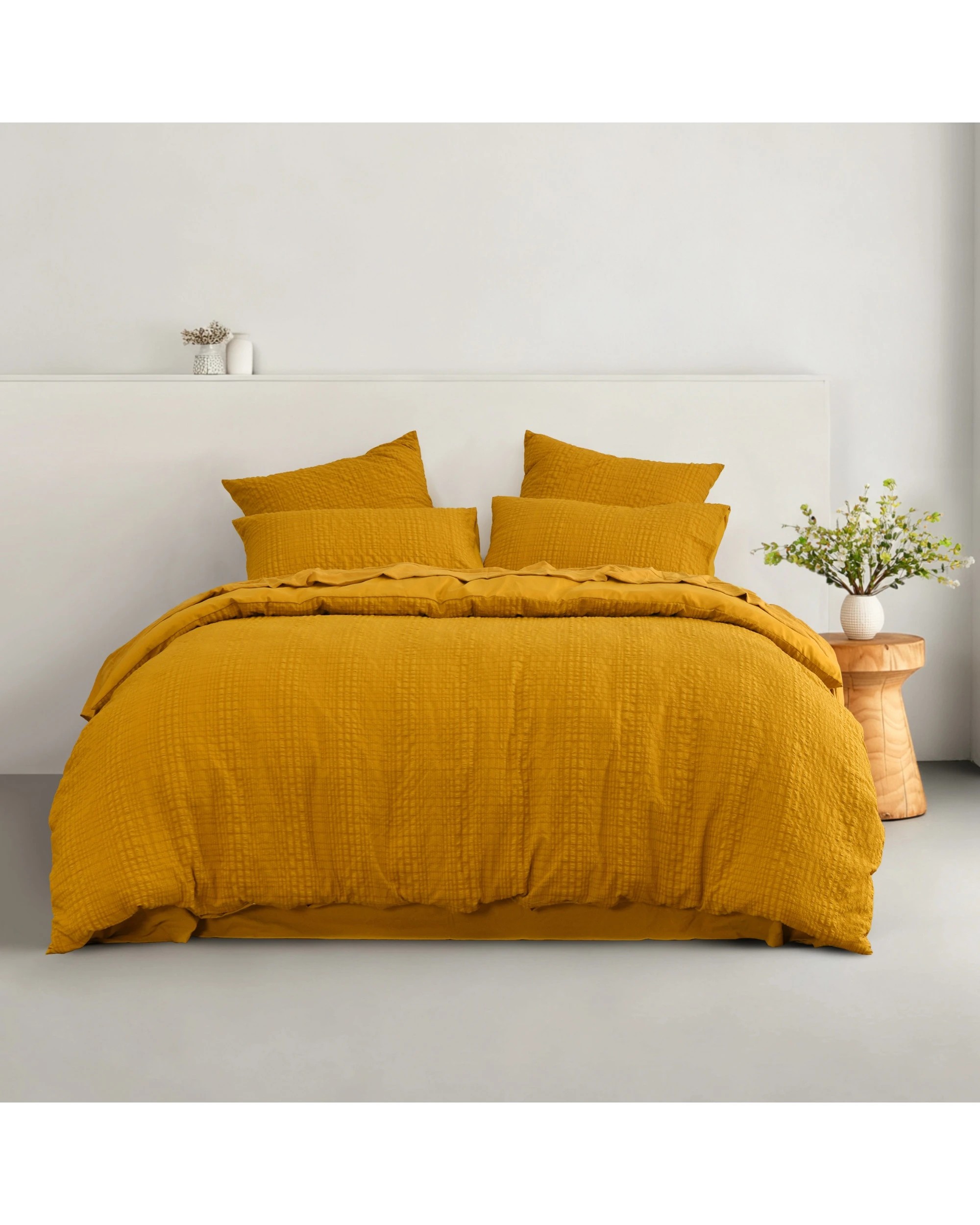 6 Dreamaker Ellis Seersucker Quilt Cover Set - King Bed - Mustard, 6 of 6
