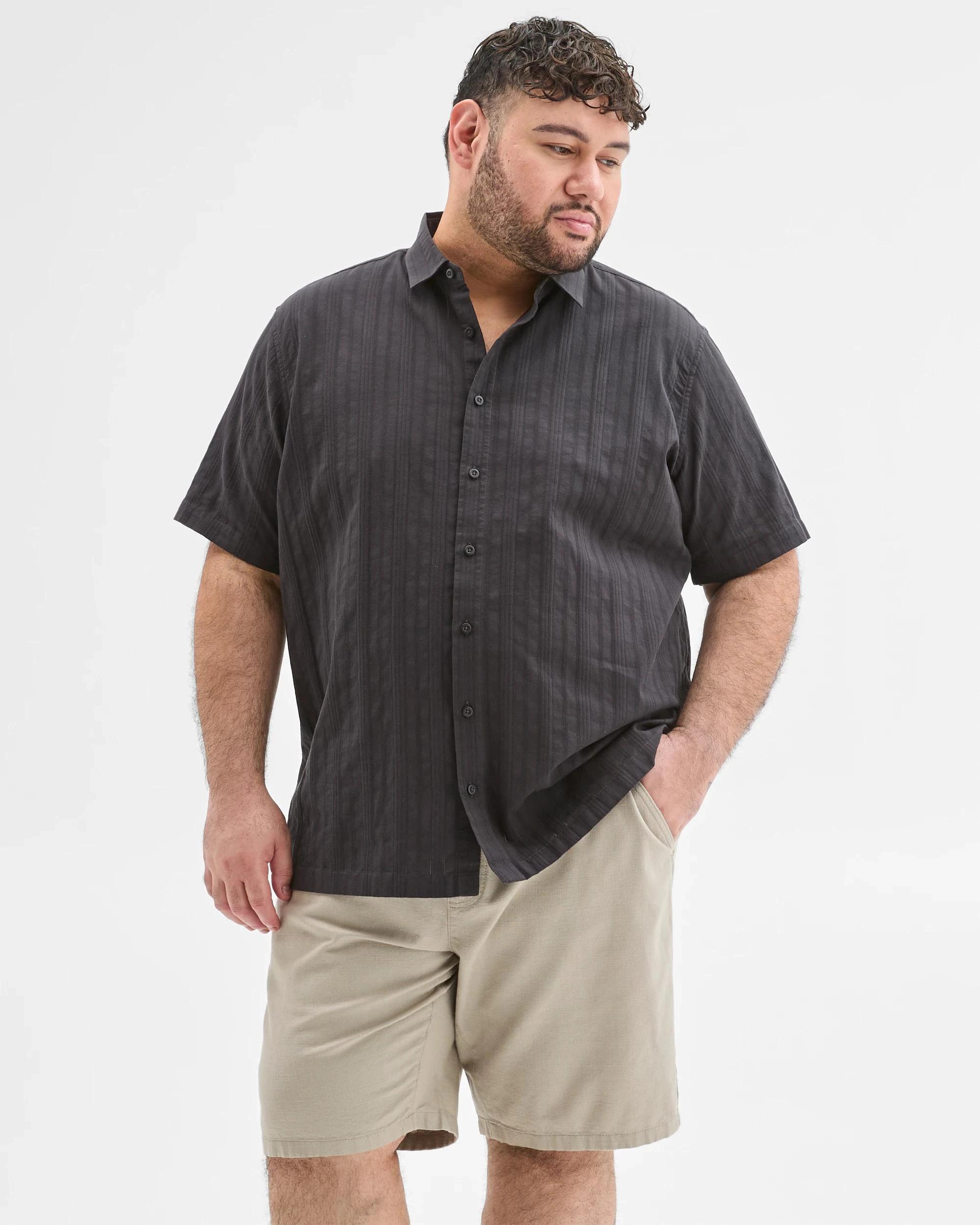 5 Target Man Plus Plus Size Australian Cotton Textured Shirt BLACK, 5 of 6