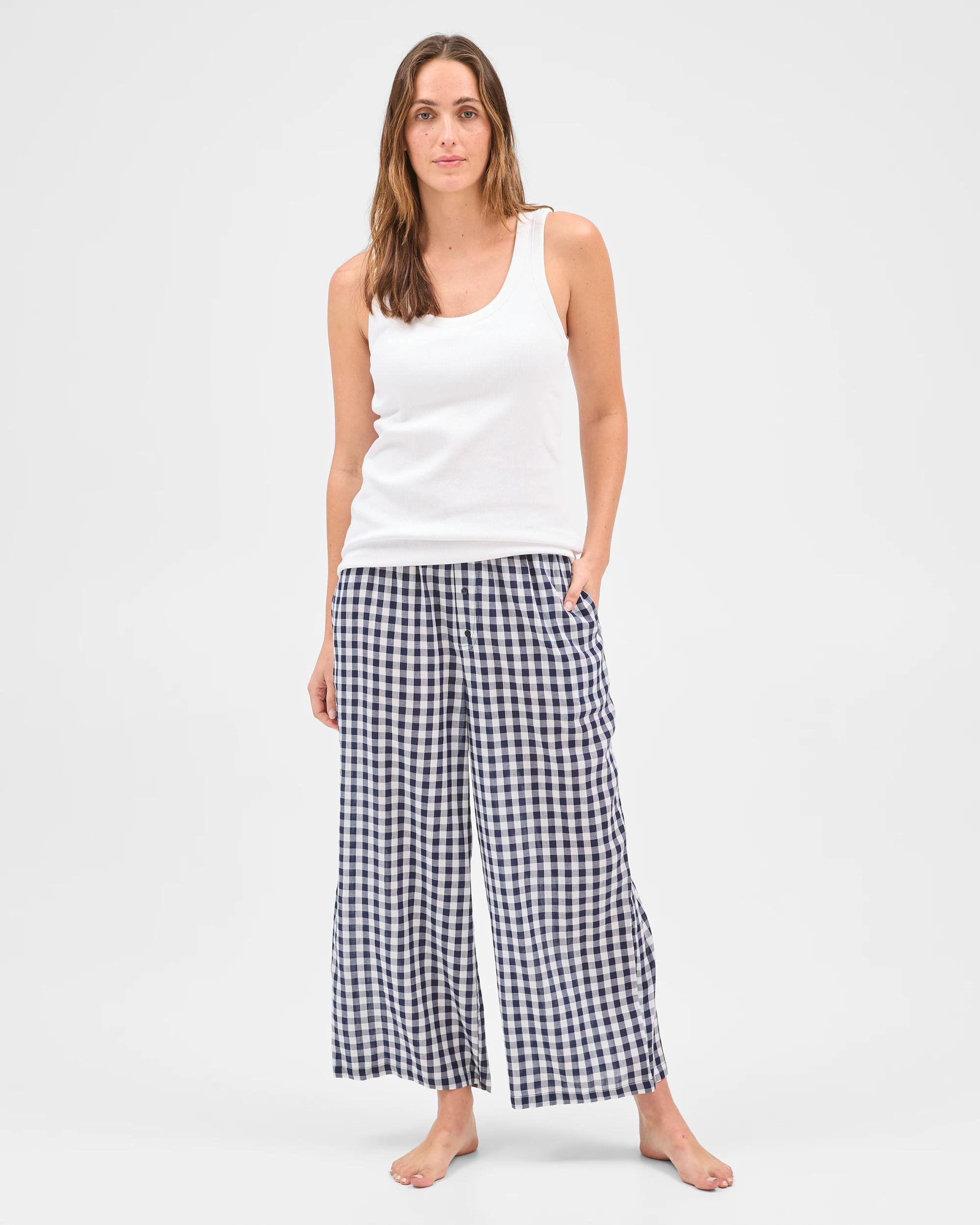 1 Target Woman 7/8 Length Sleep Pants NAVY GINGHAM, 1 of 7