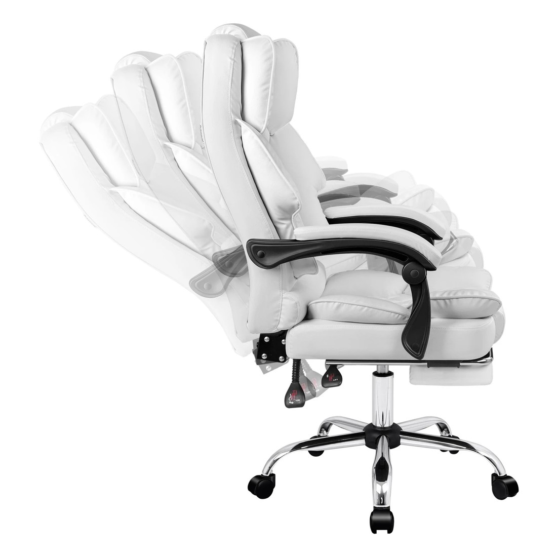7 Alfordson Office Chair Gaming Executive Computer PU Leather Seat Recliner - White, 7 of 10