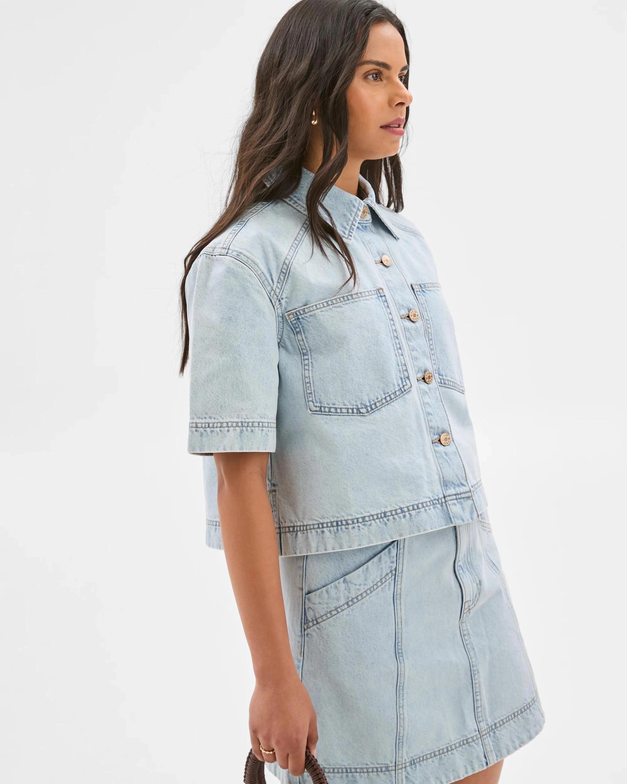 3 Target Raglan Denim Shacket SUNBLEACHED BLUE, 3 of 5