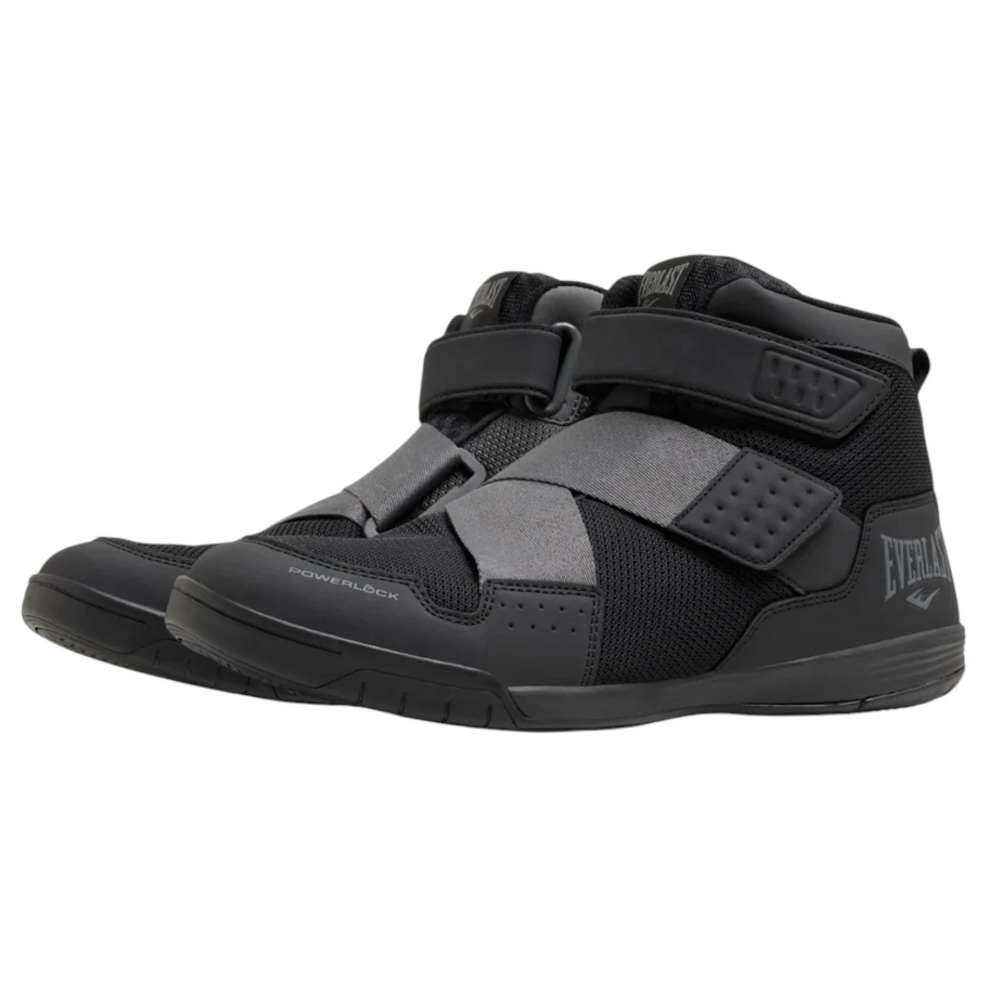 1 Everlast Mens Powerlock X-Trainer Black/ Grey Gym Training Boots Boxing Shoes BLACK/GREY, 1 of 7