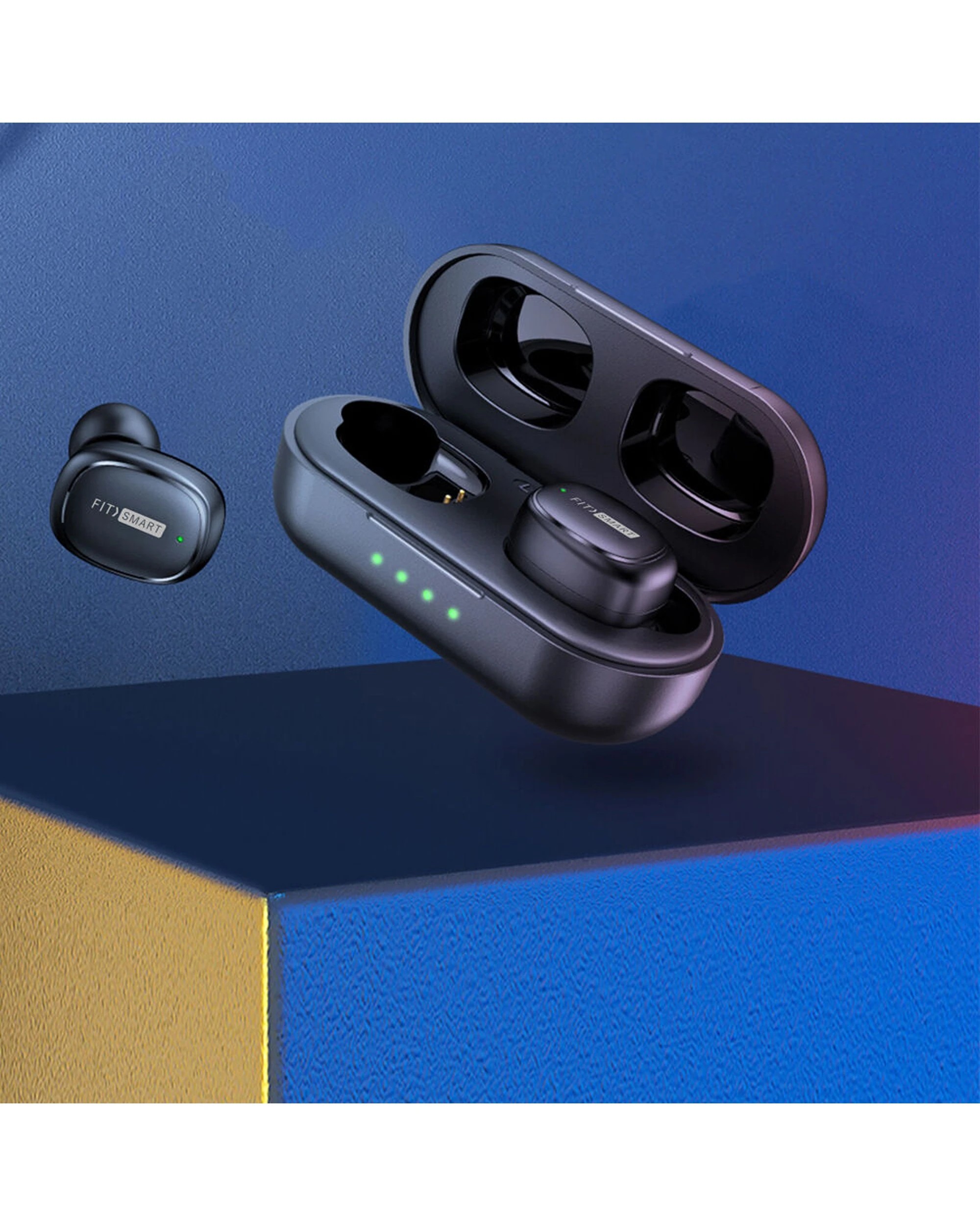 3 Fitsmart Bluetooth Rechargeable In Ear Wireles Buds With Charging Case - Black, 3 of 5