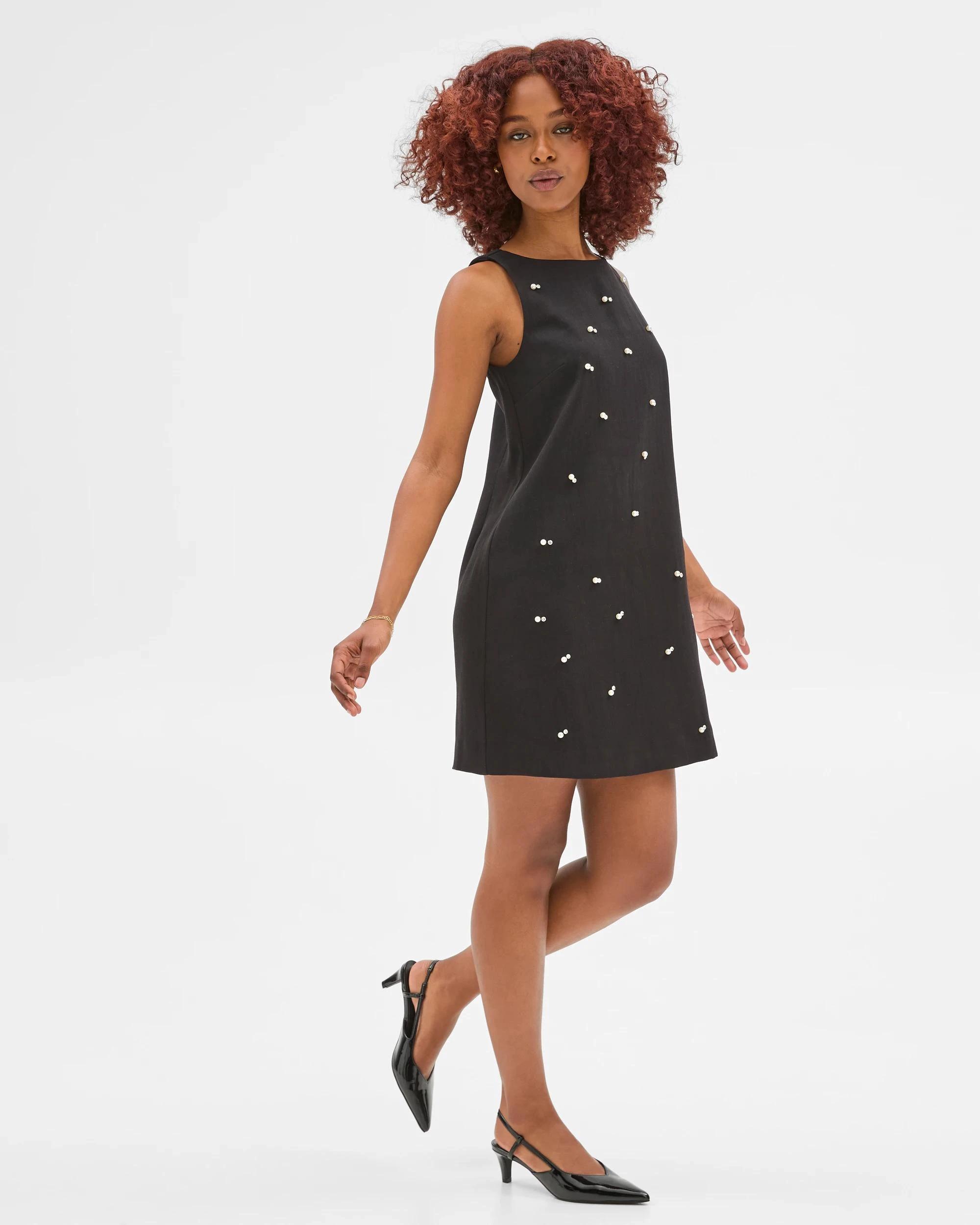 1 Target Petites Petites Jewel Detail Mini Dress BLACK, 1 of 6