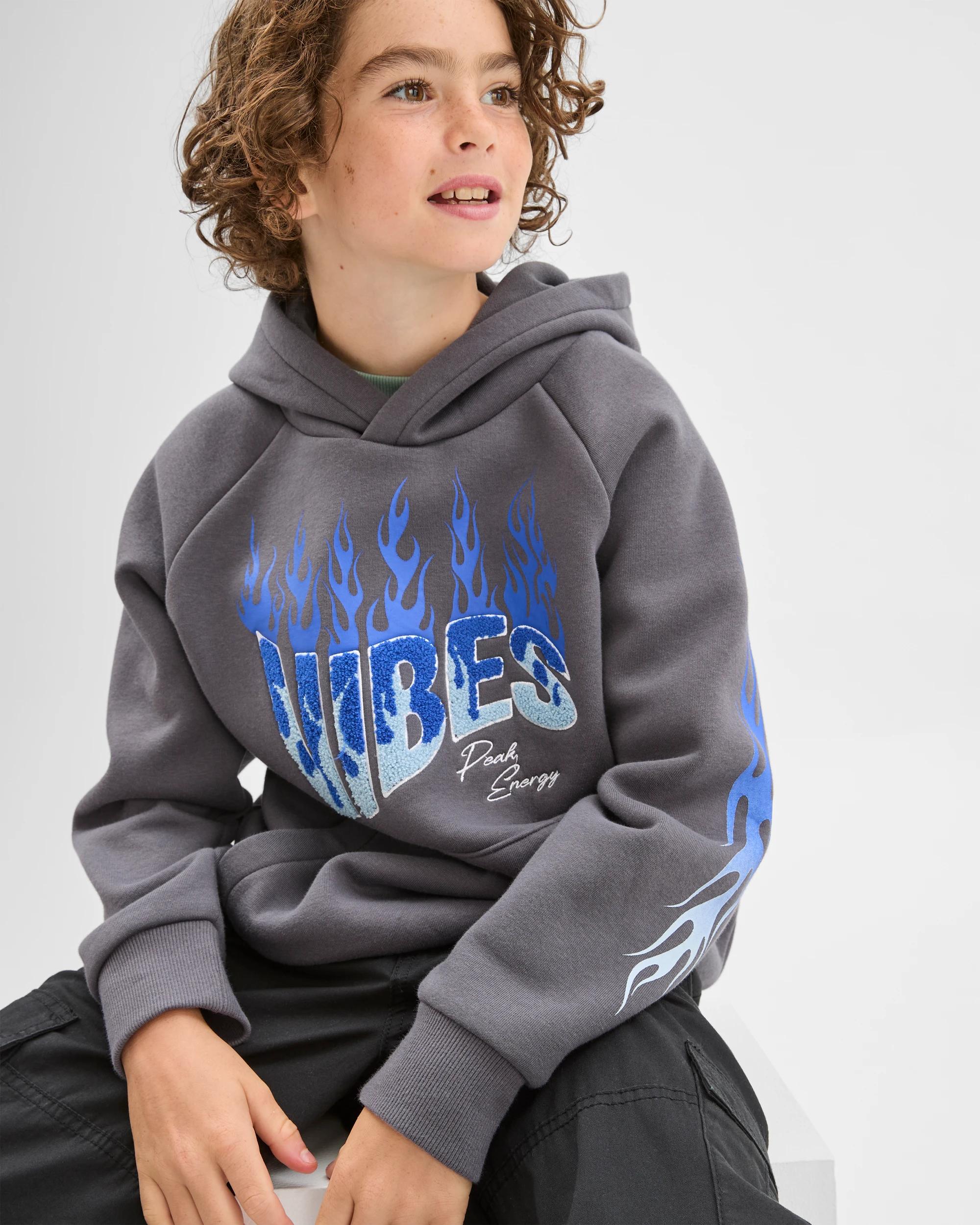 1 Target Kids Long Raglan Sleeve Heavyweight Popover Hoodie BLACK, 1 of 7