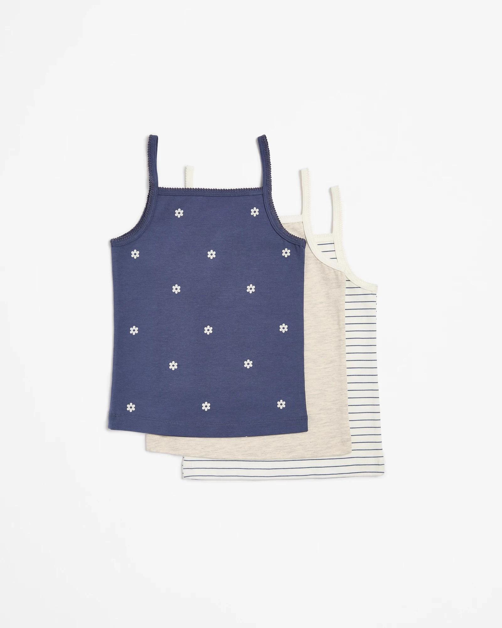 5 Girls Singlet 3 Pack - Maxx - Stripe/Ditsy Floral BLUE, 5 of 5