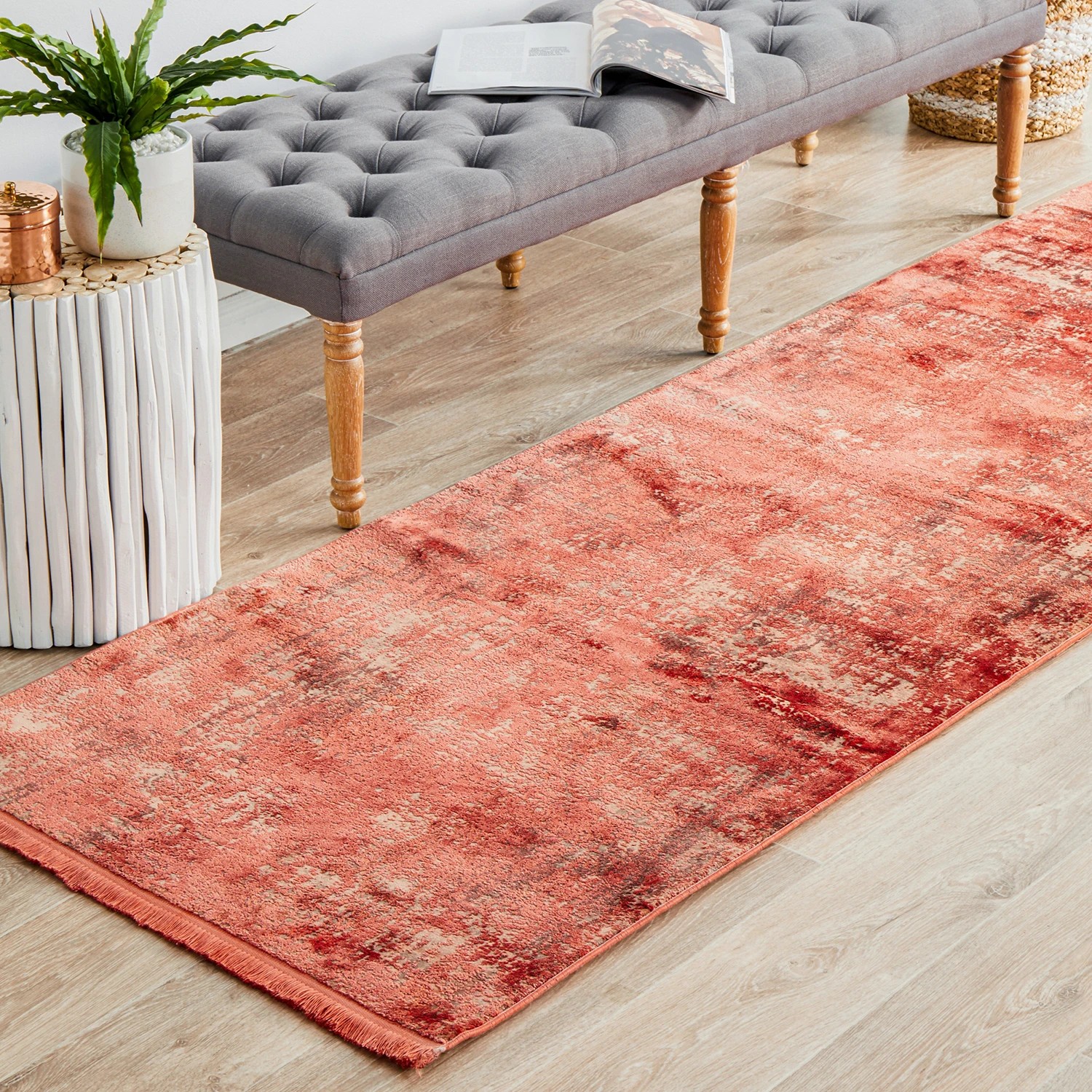 3 Common Ground Rugs Glimmers 101 500x80cm Runner - Extra Large Bamboo Silk Power Loomed Rug - Orange, 3 of 9
