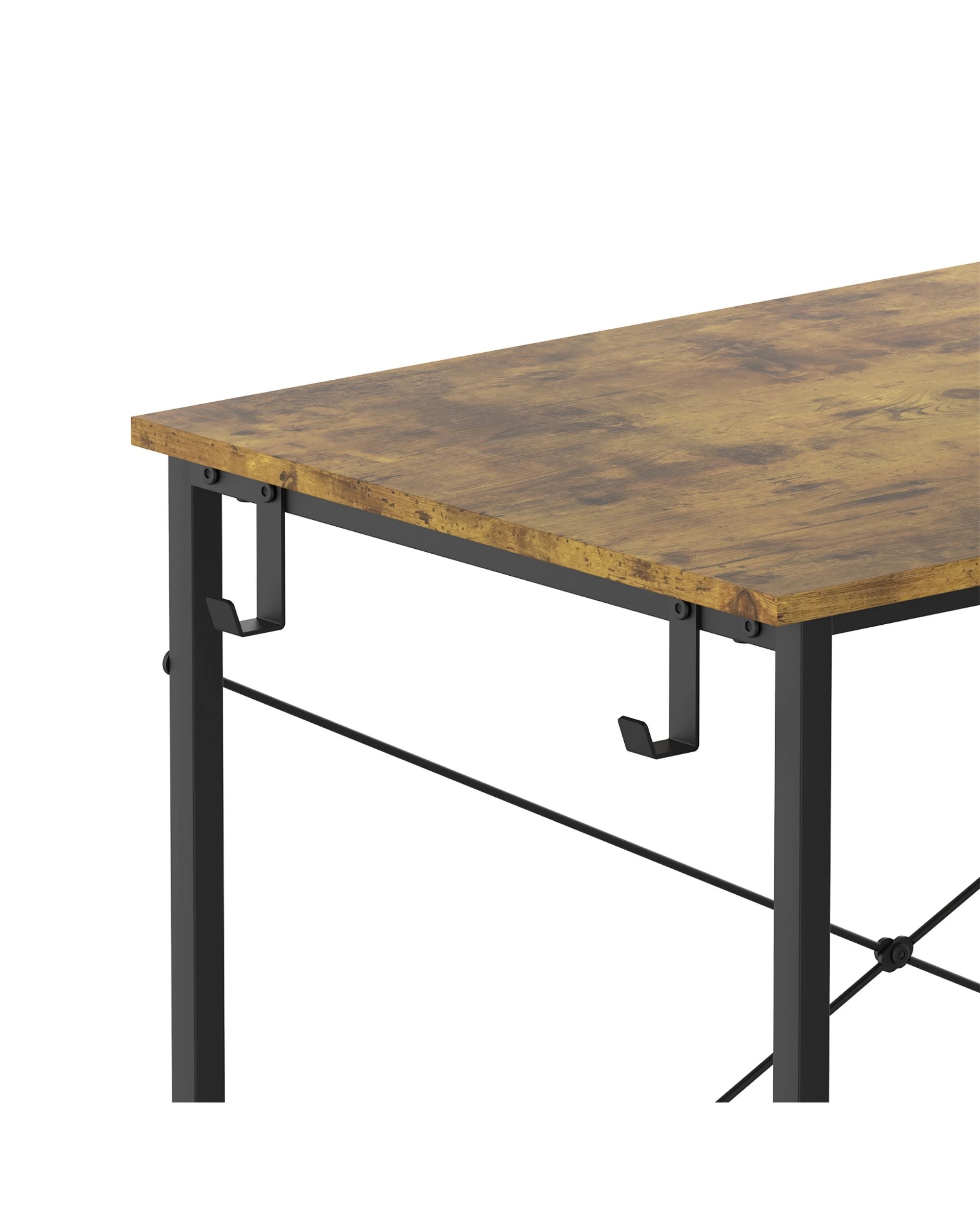 9 Ufurniture Computer Desk with Bookshelf, 110cm L Shaped Corner Desk with Storage - Brown, 9 of 9