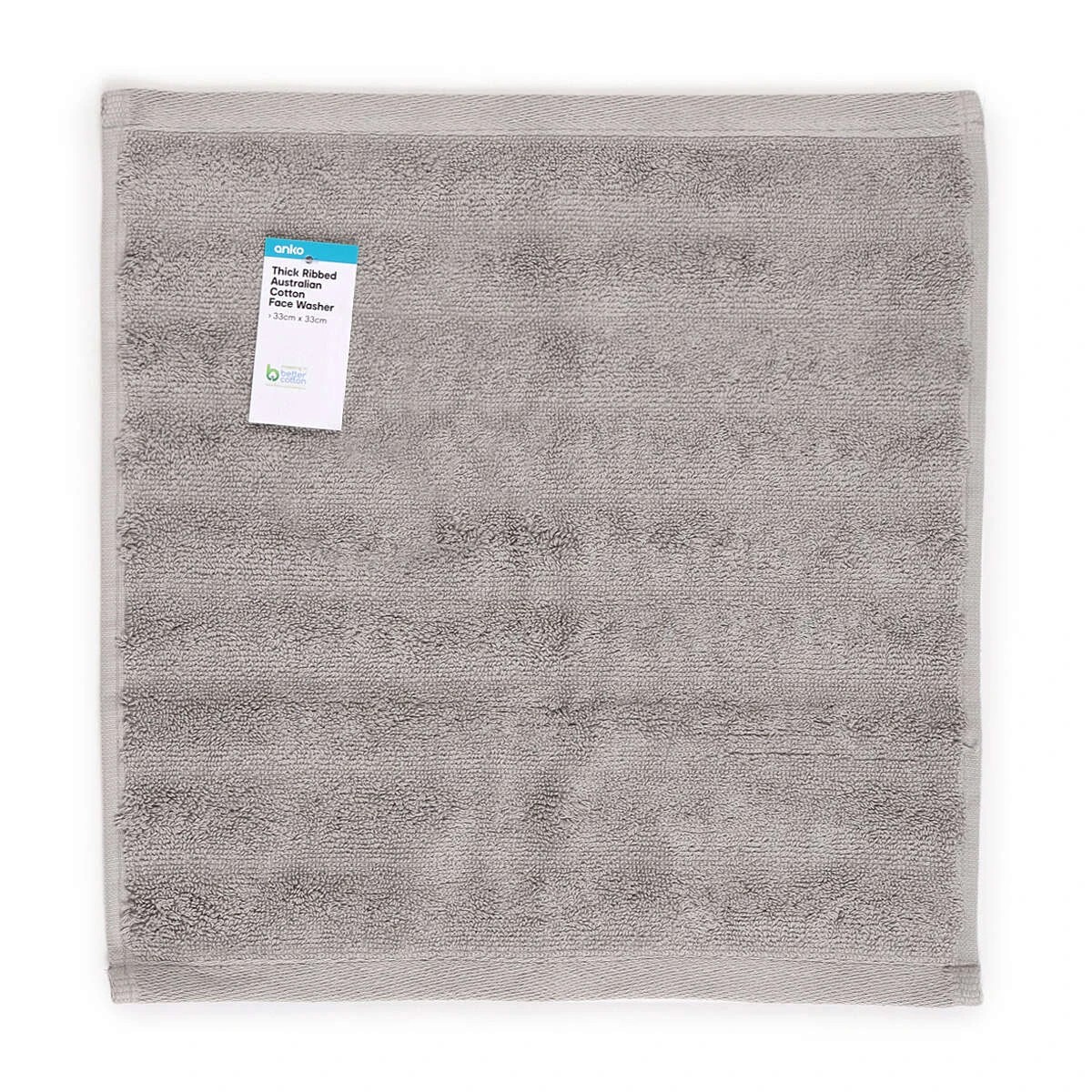 5 Thick Ribbed Australian Cotton Face Washer - Silver, 5 of 5
