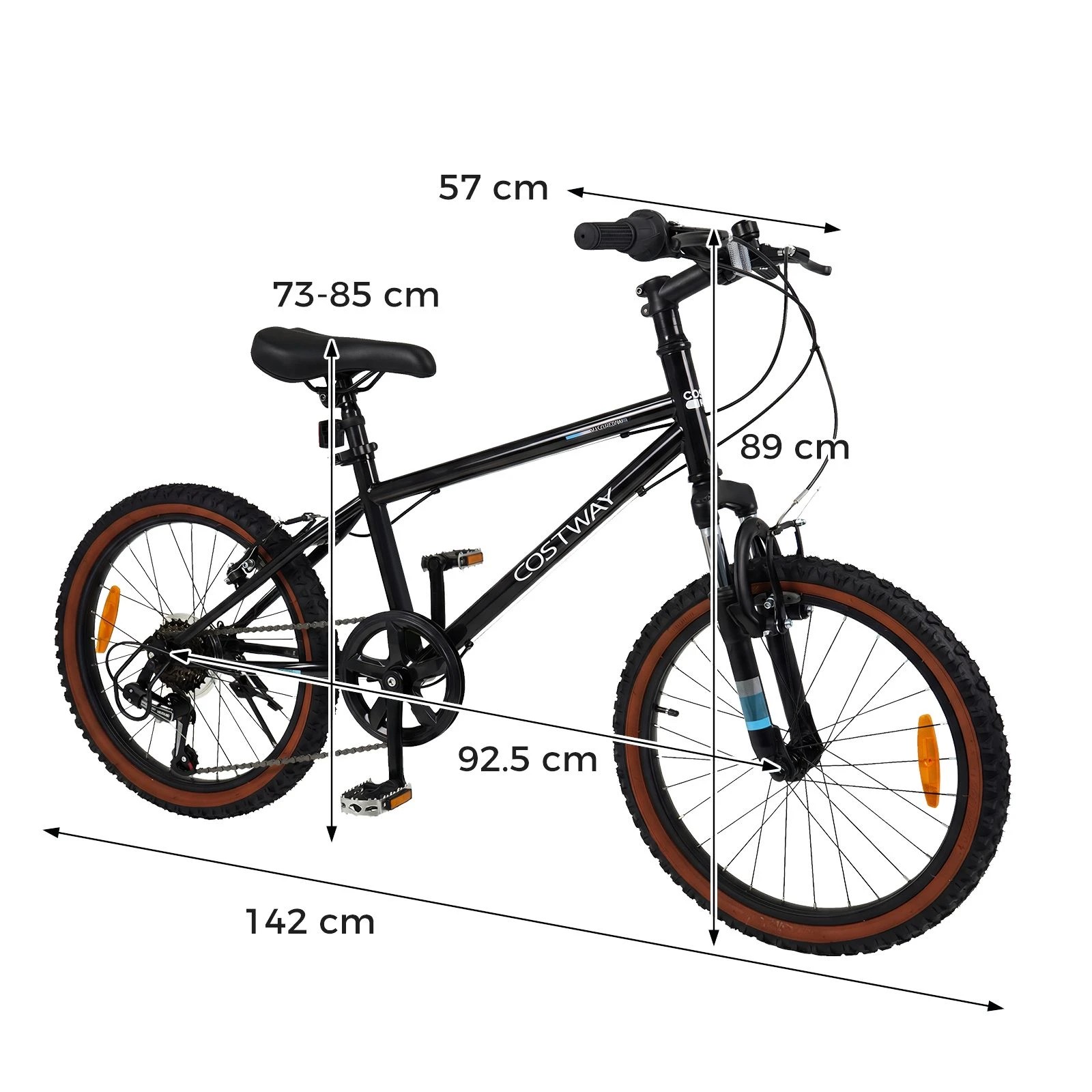 2 Costway 50cm Teens Mountain Bike 6-Speed Outdoor Bicycle w/Suspension Fork & Adjustable Seat - Black, 2 of 2
