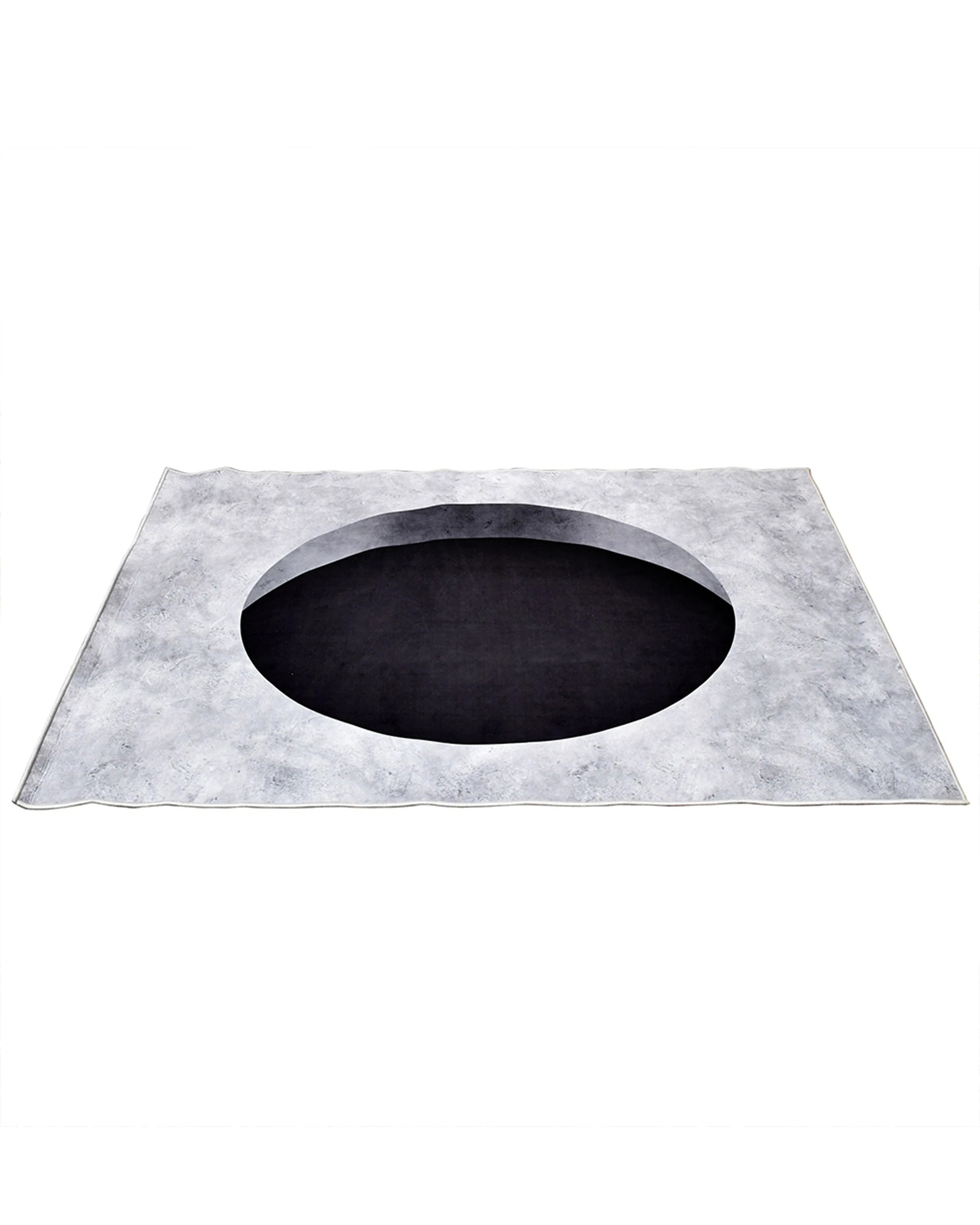 1 Boyle 3D Printed Floor Rectangle Rug Carpet Mat Concrete Round Hole Design 110x160cm - Multi, 1 of 4