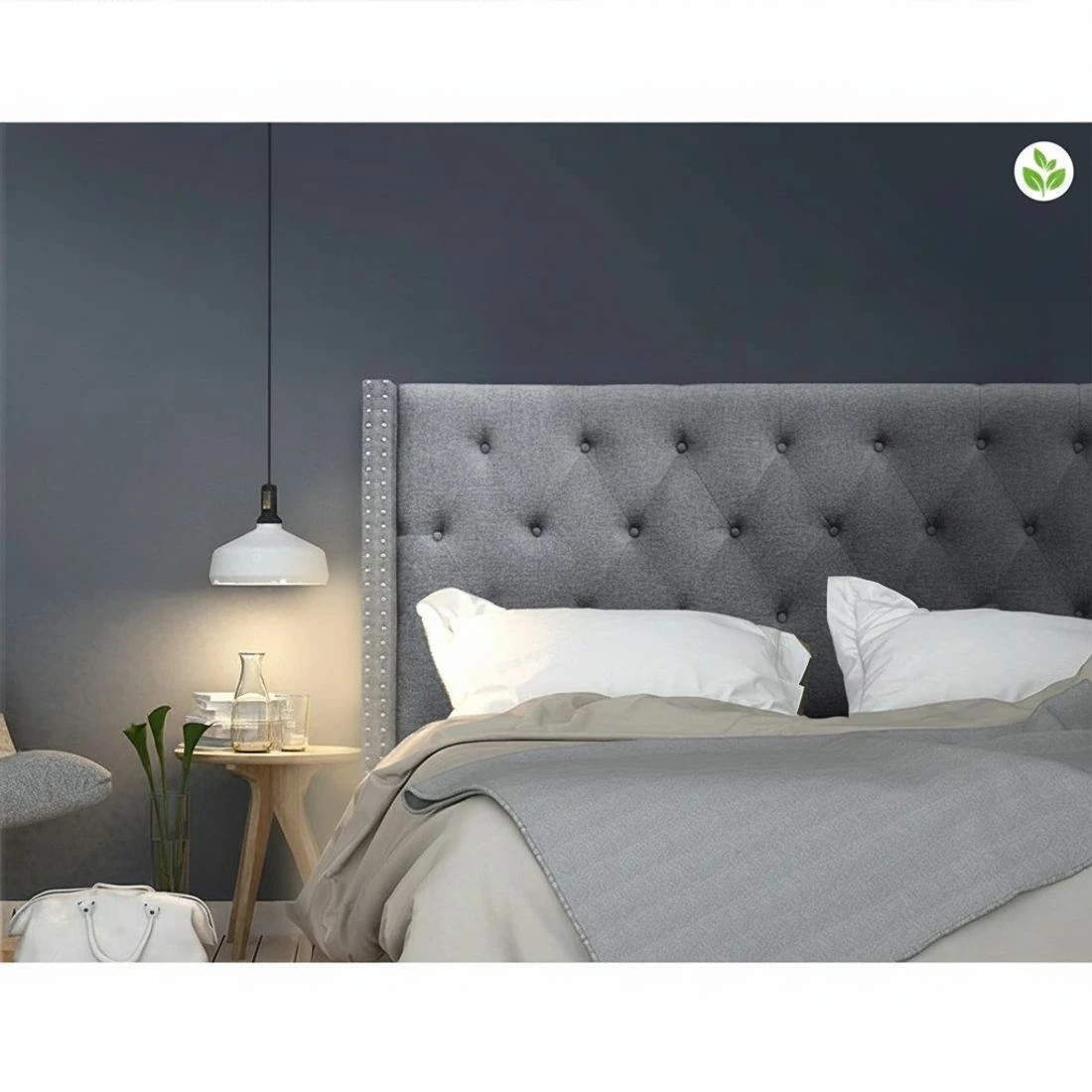 7 Artiss Bed Head Headboard King Size Fabric - Grey, 7 of 7