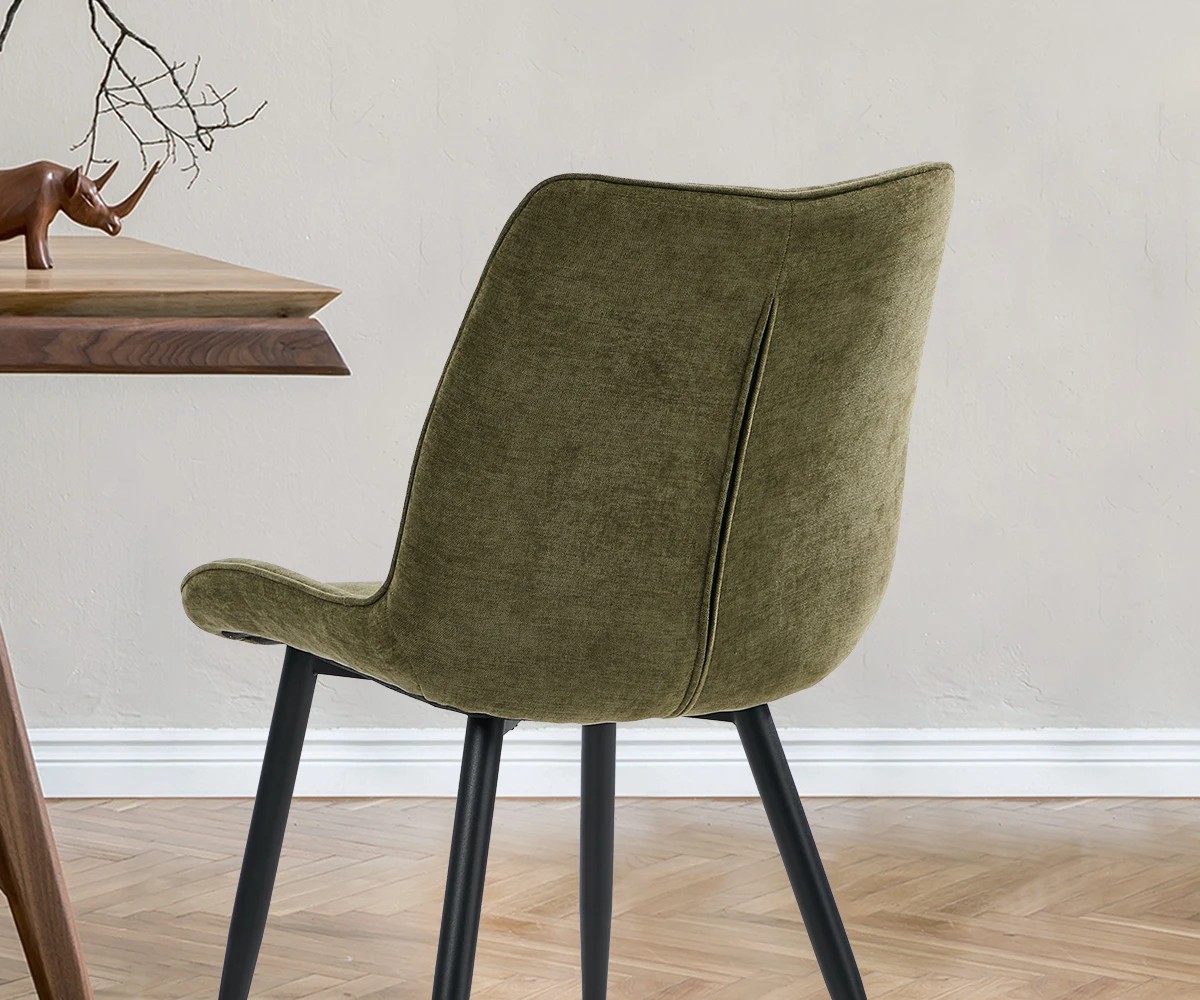 5 Oikiture 4x Dining Chairs Kitchen Accent Chairs Upholstered Linen Fabric- Green, 5 of 10
