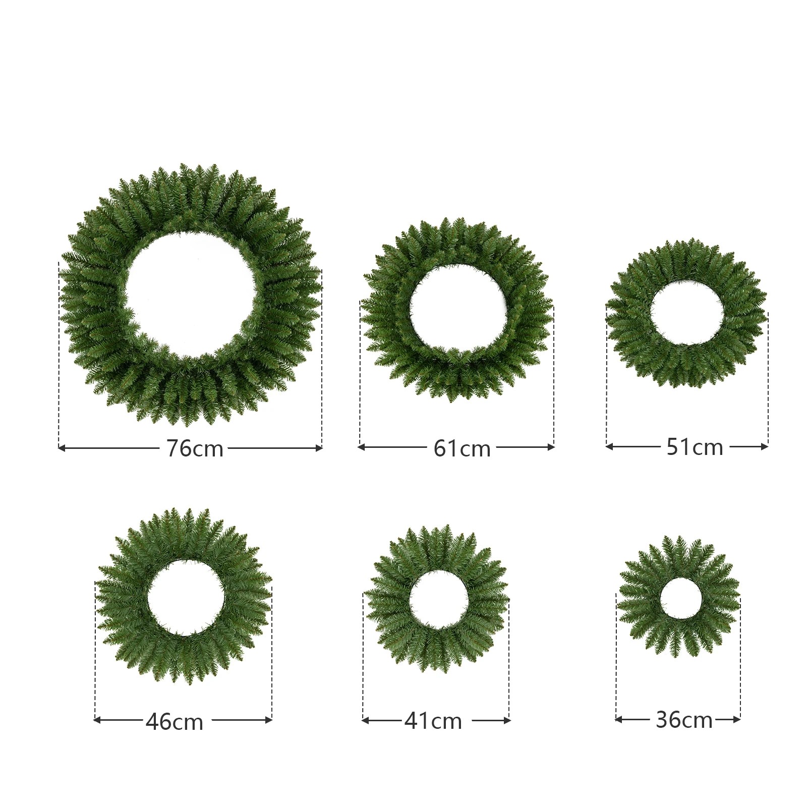 2 Costway Artificial Christmas Wreaths Set of 6 Unlit Greenery Christmas Decoration, 2 of 6