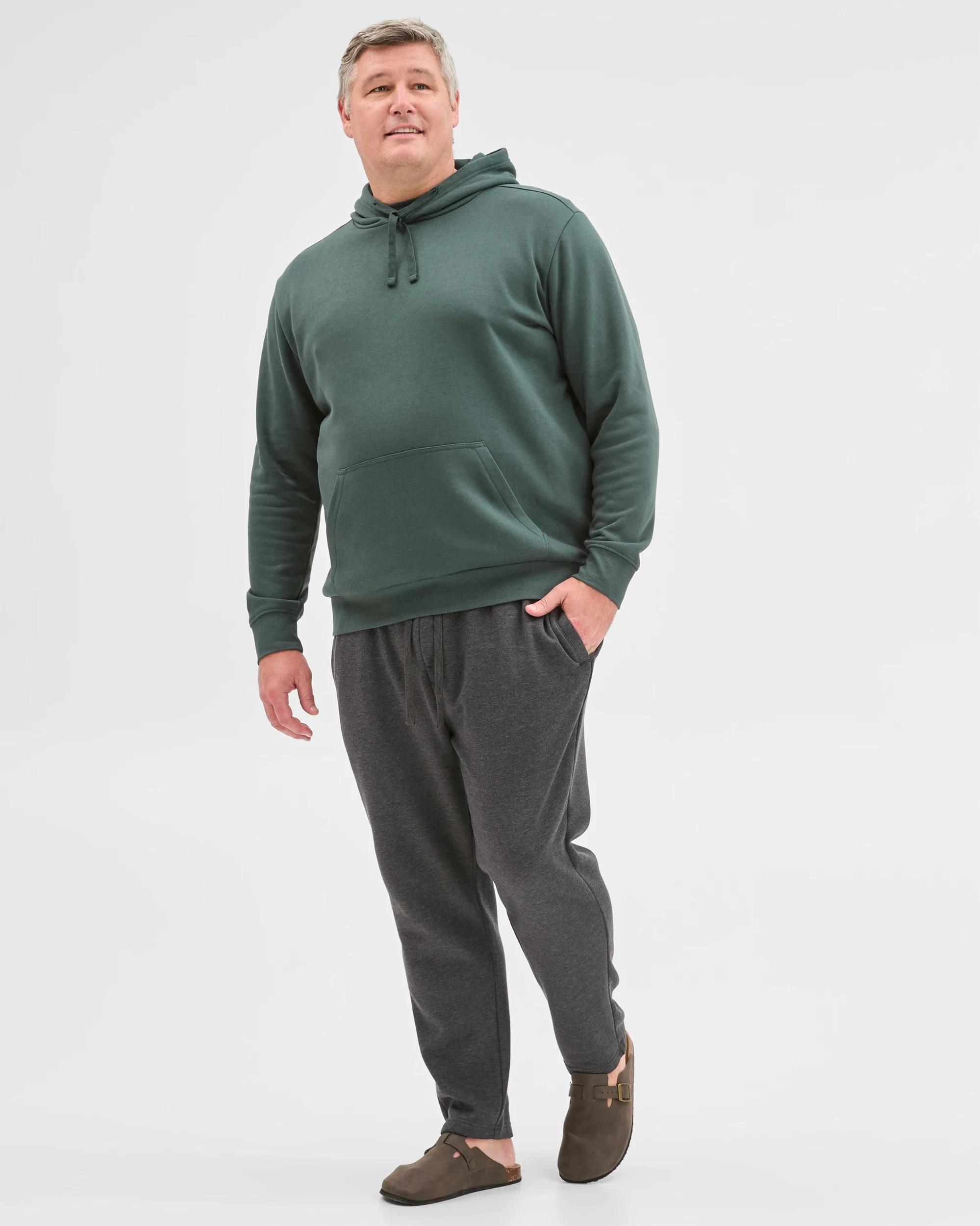 1 Target Man Plus Size Australian Cotton Blend Marle No Cuff Trackpants CHARCOAL, 1 of 5