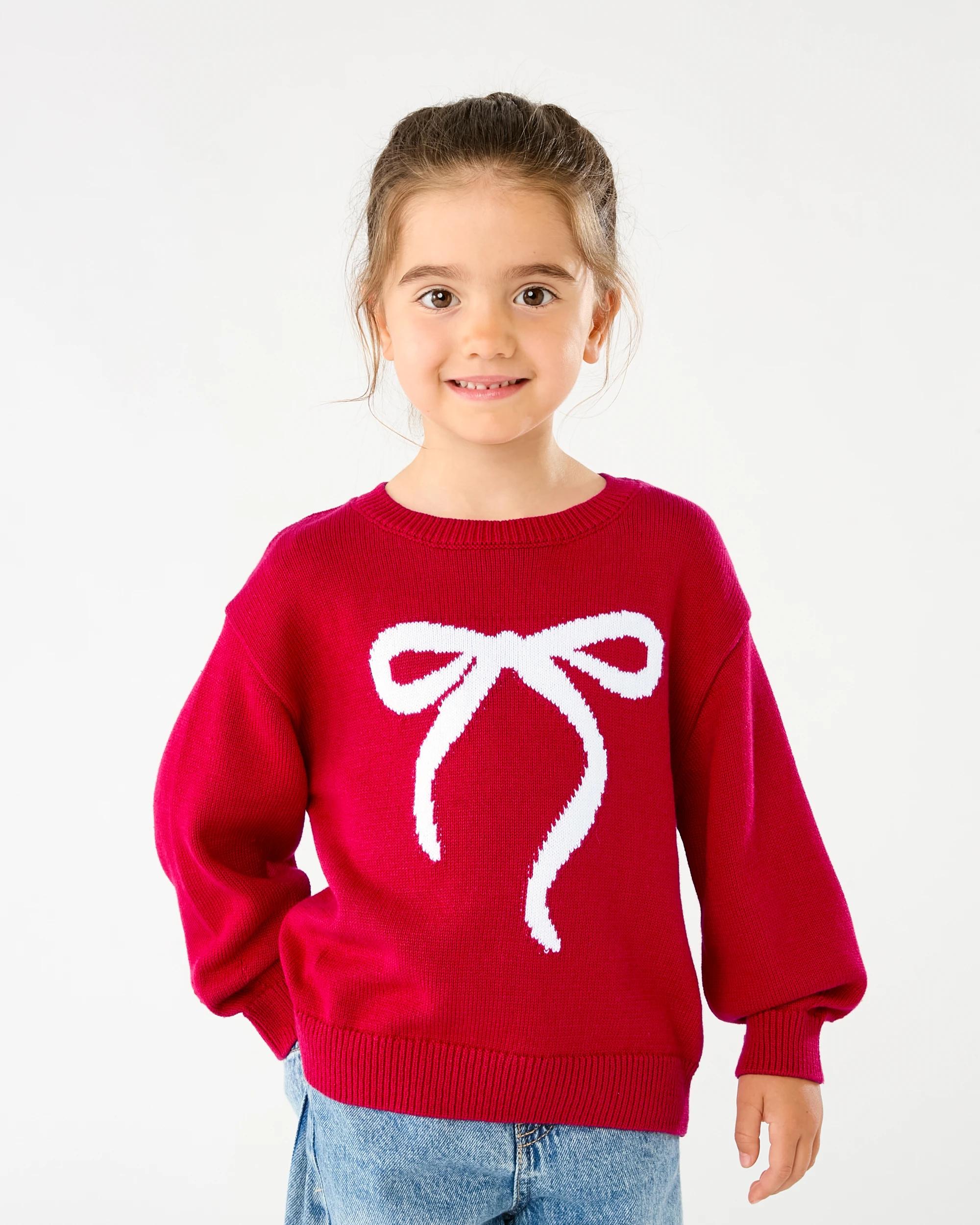 1 Jacquard Knit Jumper Red Bow, 1 of 8