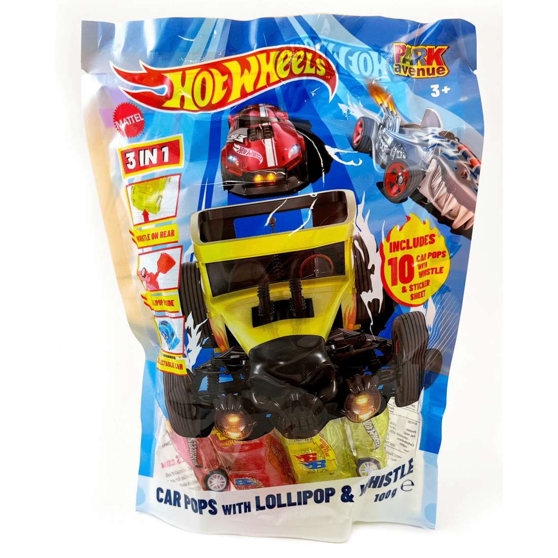 1 Park Avenue Hot Wheels 10 Pack Car Pops With Lollipop & Whistle 100g - Assorted, 1 of 10