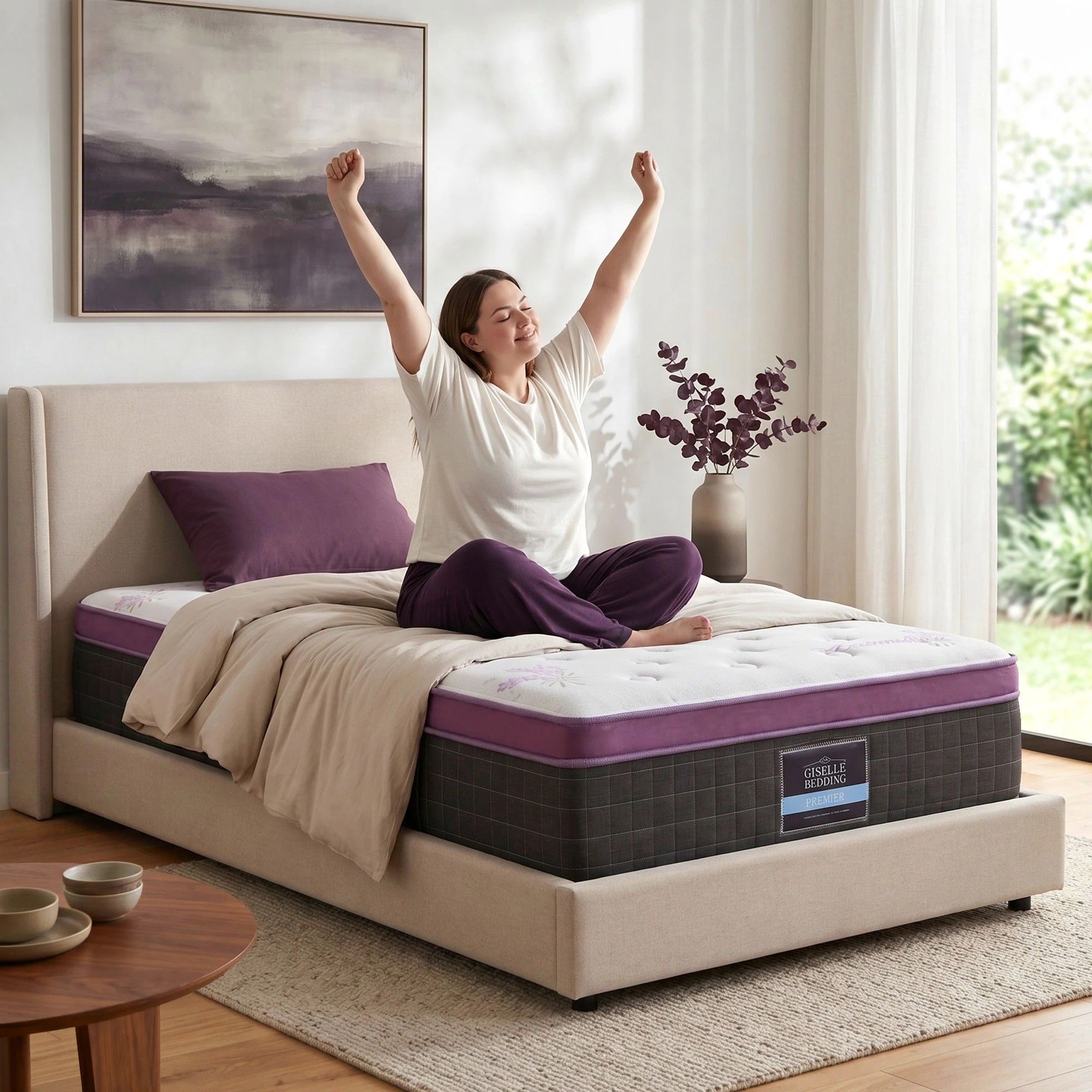 8 Giselle Euro Top Mattress Firm Pocket Spring Edge Support - King Single Bed - Multi, 8 of 9