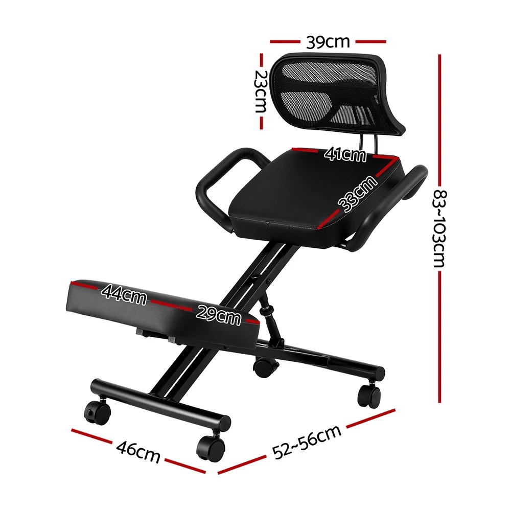 2 Artiss Kneeling Chair Ergonomic Office Home Knee Seat Posture Back Stretch Rest - Black, 2 of 6