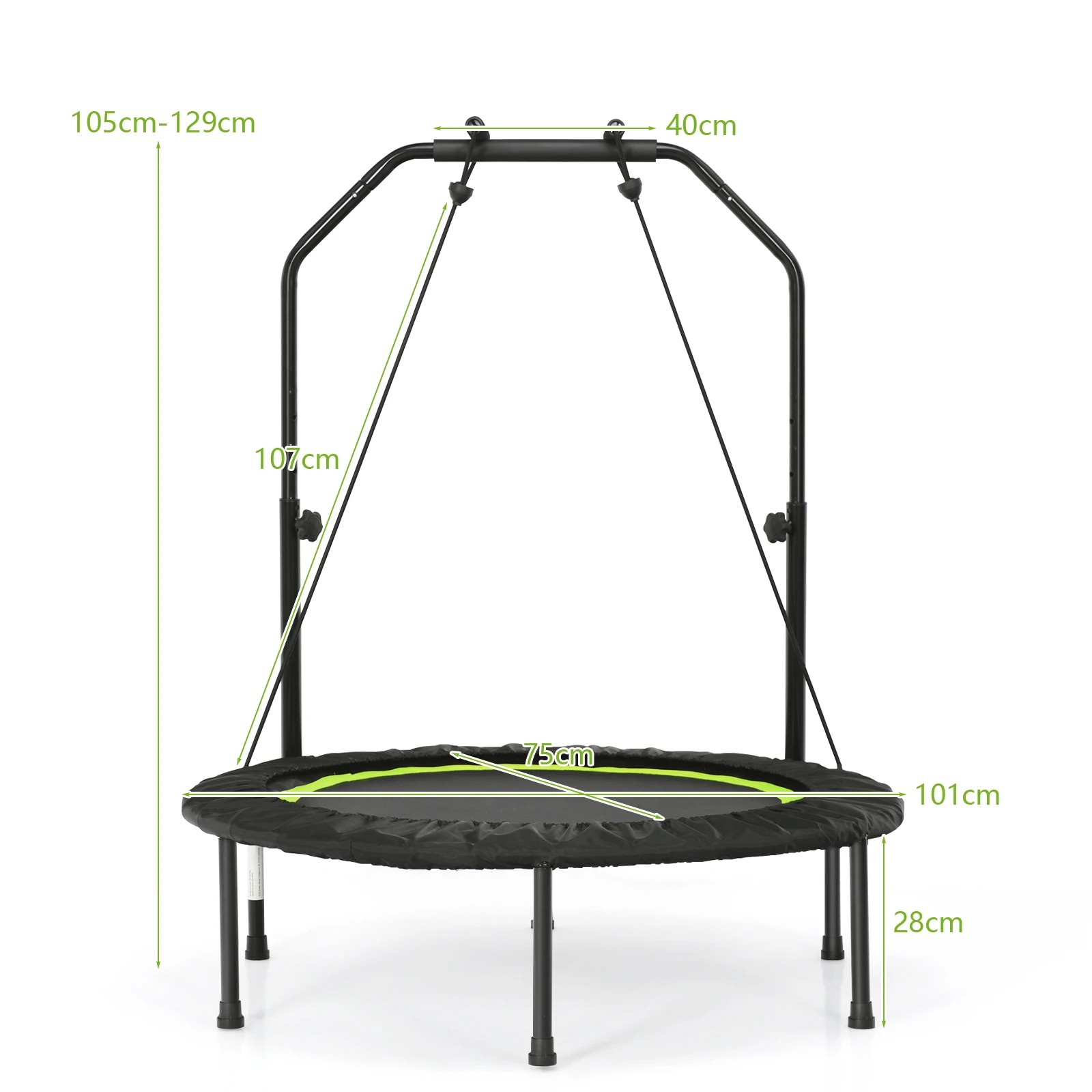 2 Costway Mini Trampoline Fitness Rebounder Handrail Cardio Exercise Trainer Green, 2 of 2