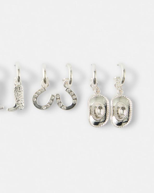 3 Pack Western Earrings - Silver 