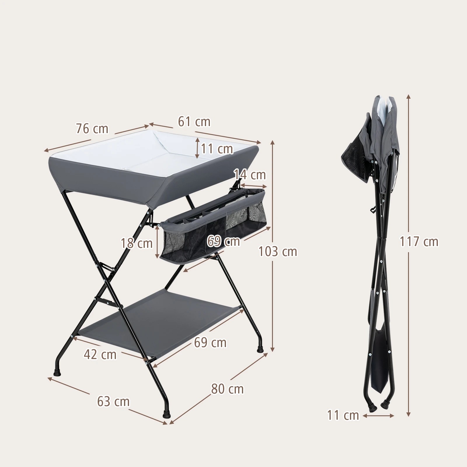 5 Costway Folding Change Table Nursery Organizer, 5 of 7