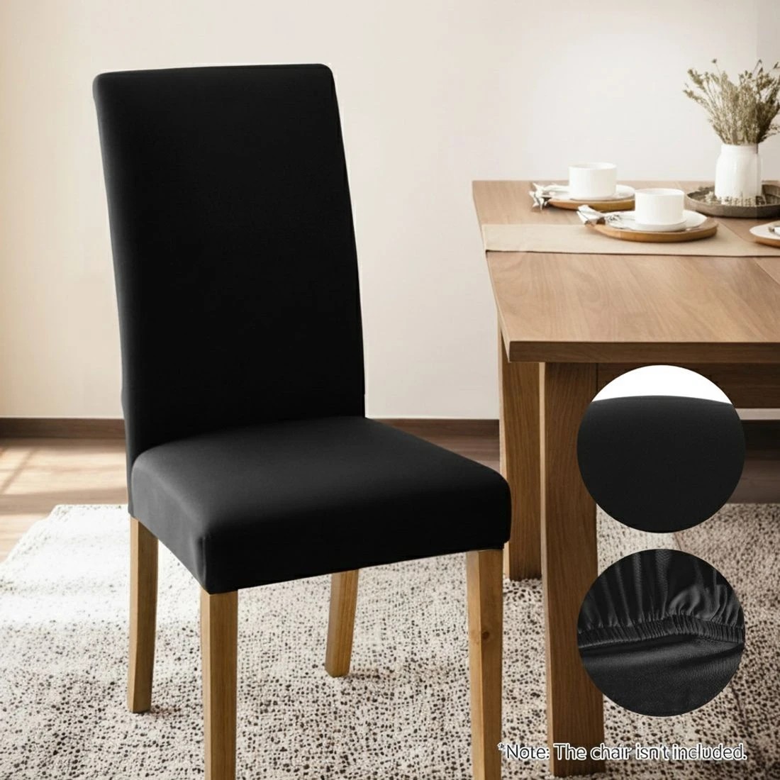 3 Artiss Dining Chair Covers 4x Slipcovers Spandex Stretch Banquet Wedding - Black, 3 of 5