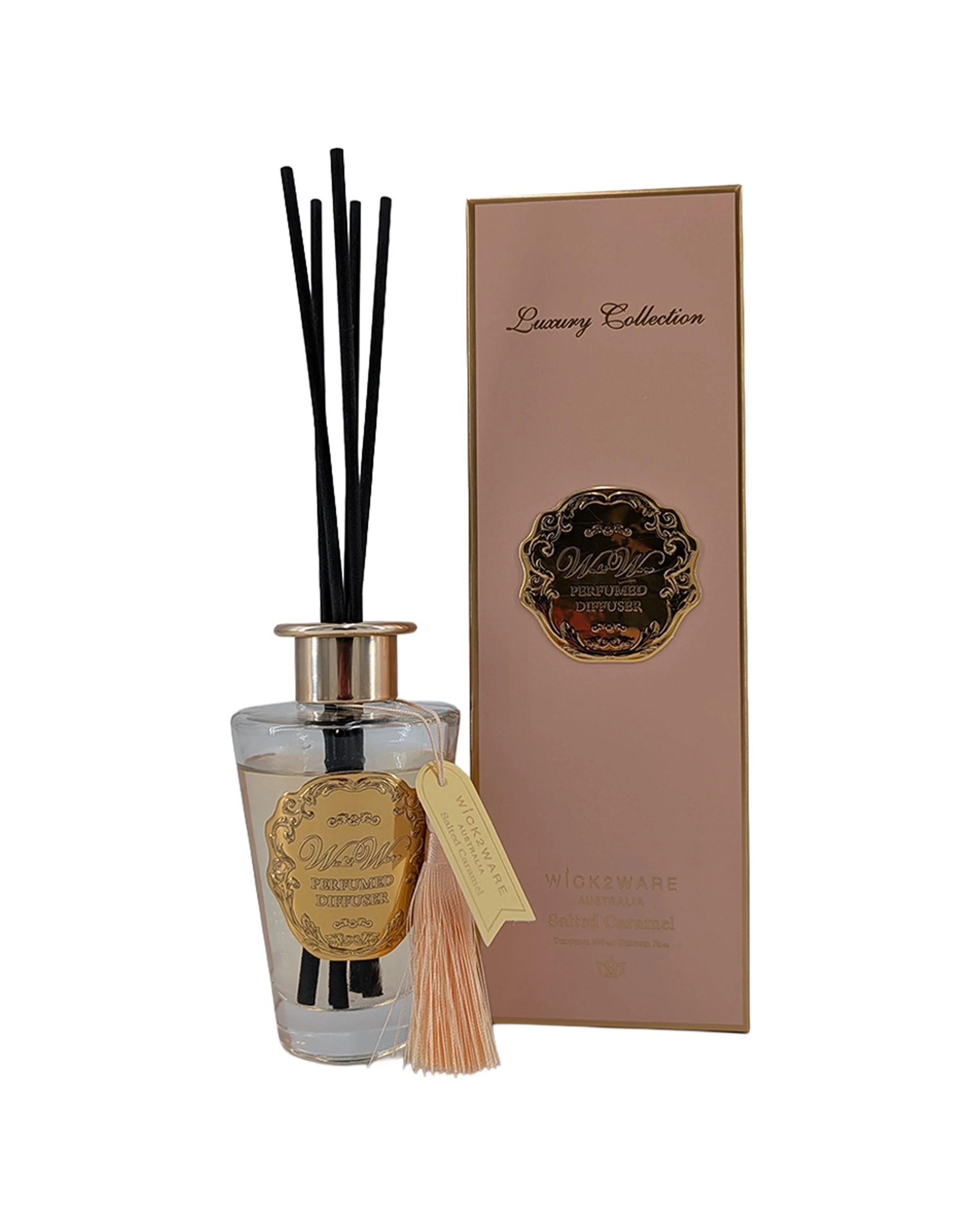 1 Wick2Ware Luxury Collection Reed Diffuser Salted Caramel Scent 200ml Home Fragrance - Clear, 1 of 1