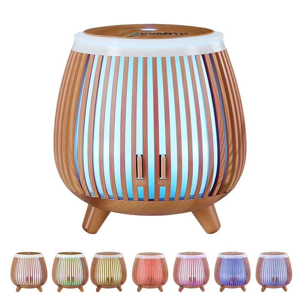 1 Devanti Ultrasonic Aroma Diffuser Aromatherapy 140ml LED Lights Iron Humidifier Forest - Natural, 1 of 8