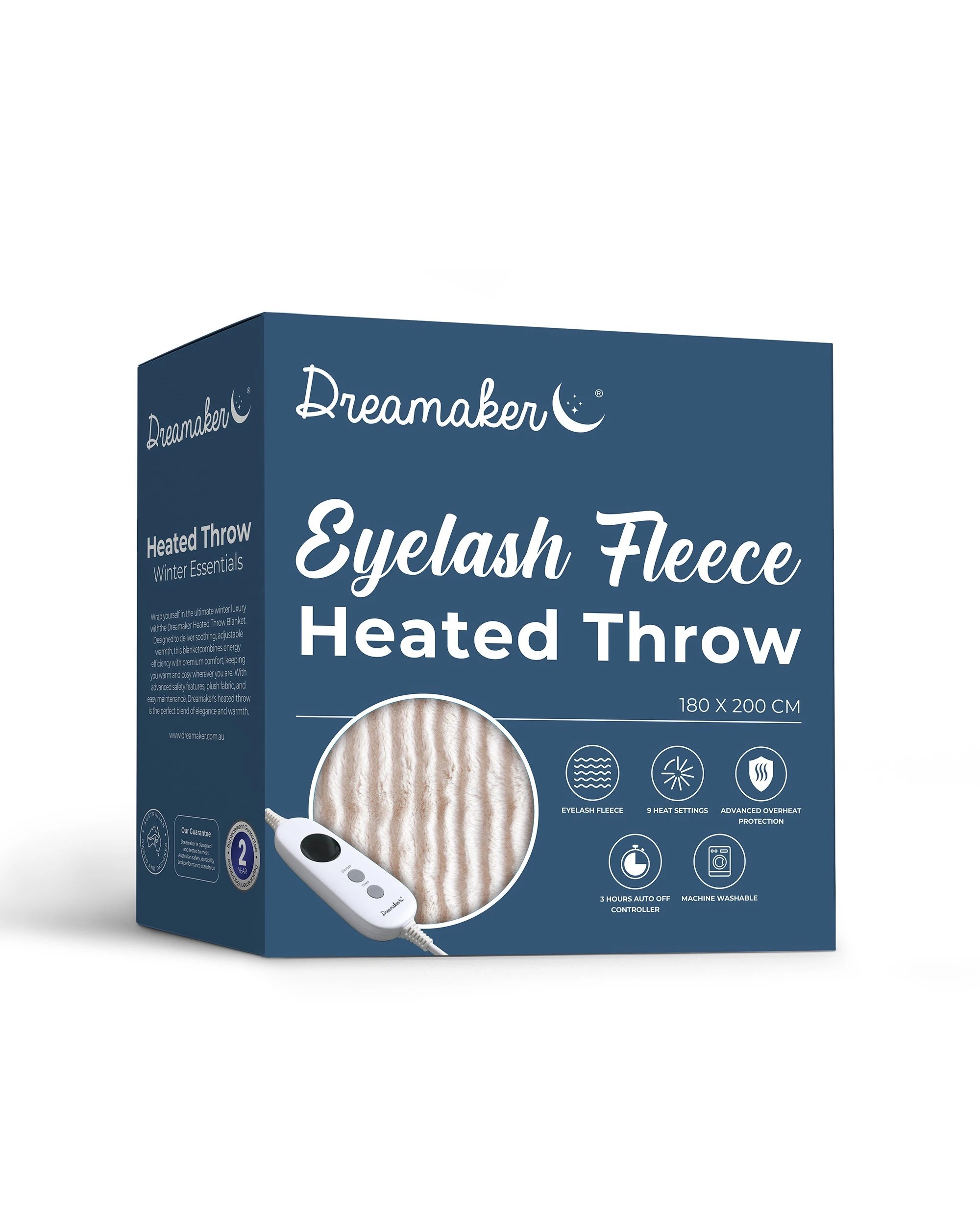 9 Dreamaker Millie Eyelash Fleece Reversible Heated Throw 180x200cm - Natural, 9 of 9