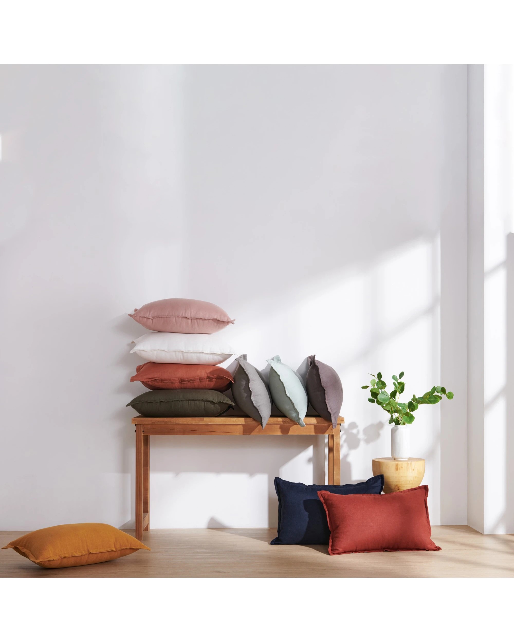 8 Natural Home ARDENNE Washed French Linen Rectangular Cushion with Oxford Edge 40x60cm - Sienna Red, 8 of 8