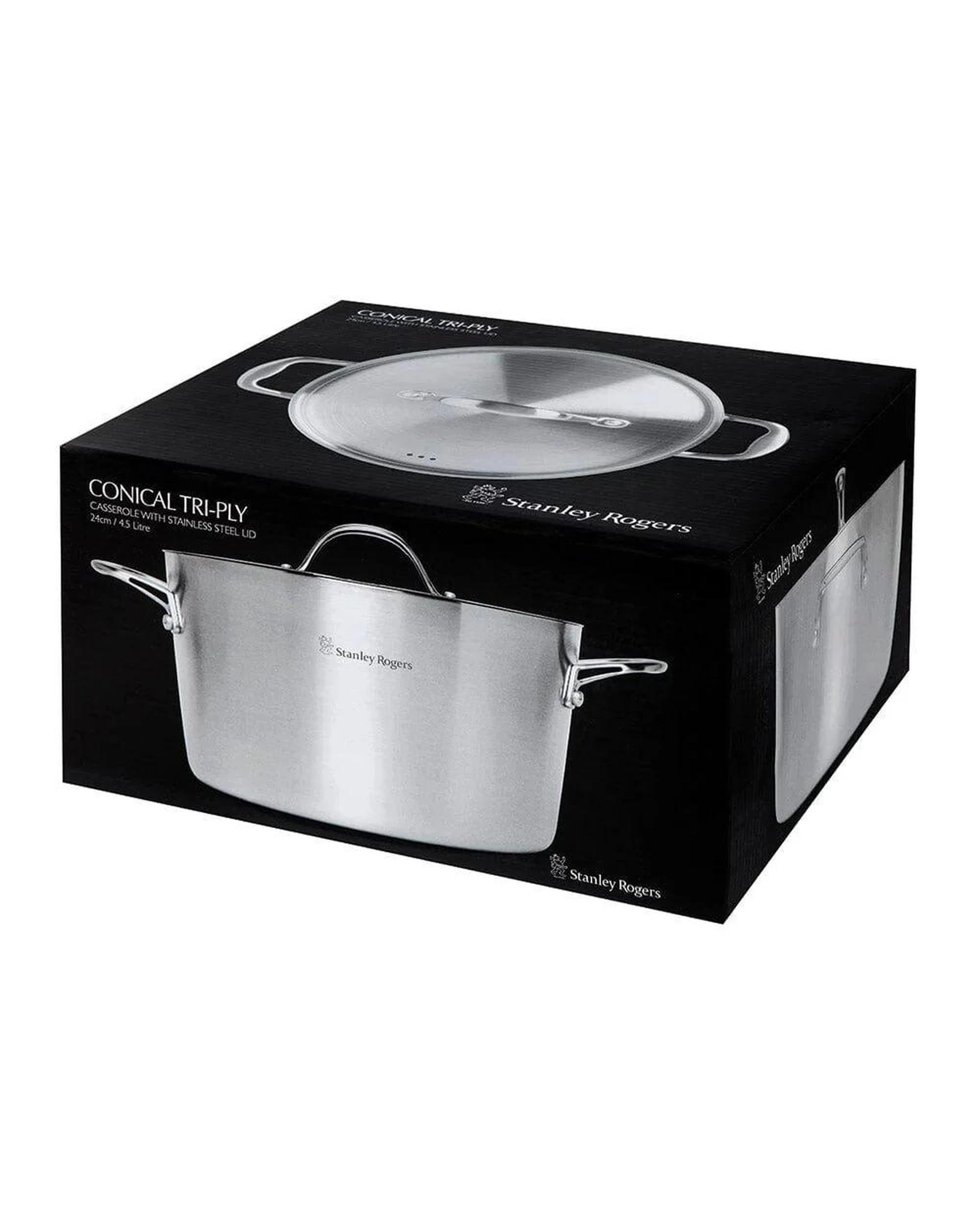 4 Stanley Rogers Conical TRIPLY Casserole Pot W Lid 24cm  4.5L, 4 of 9