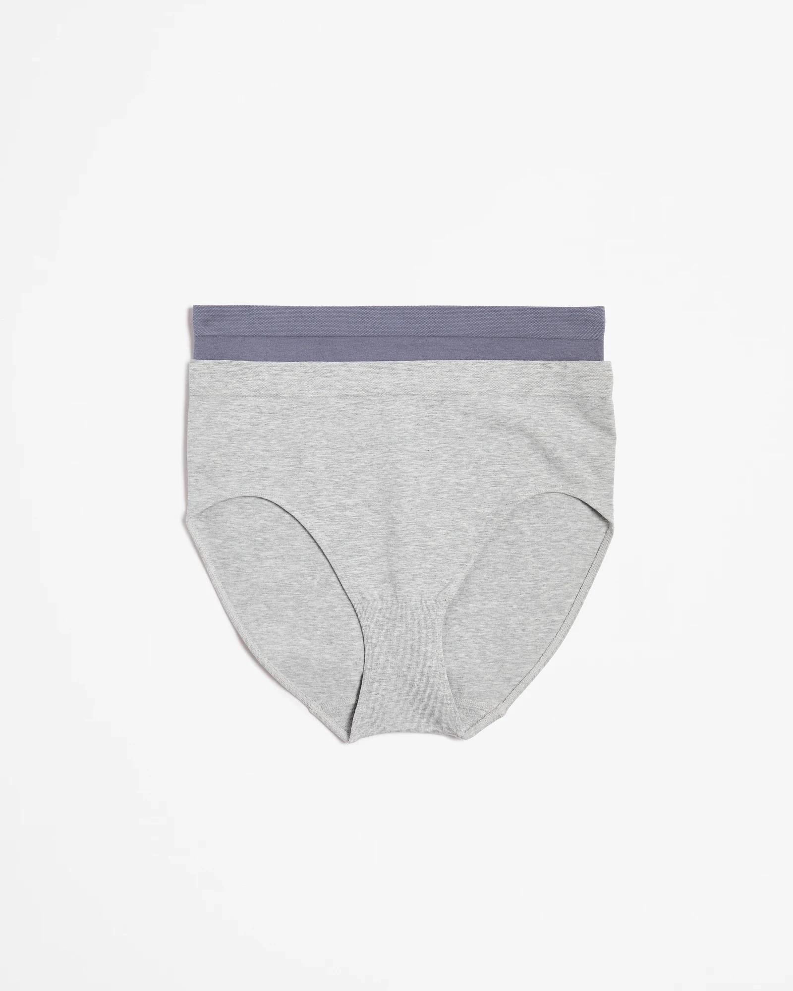 2 Target Australian Cotton Blend 2 Pack Seamfree Midi Briefs GREY MARLE/FOLKSTONE, 2 of 5