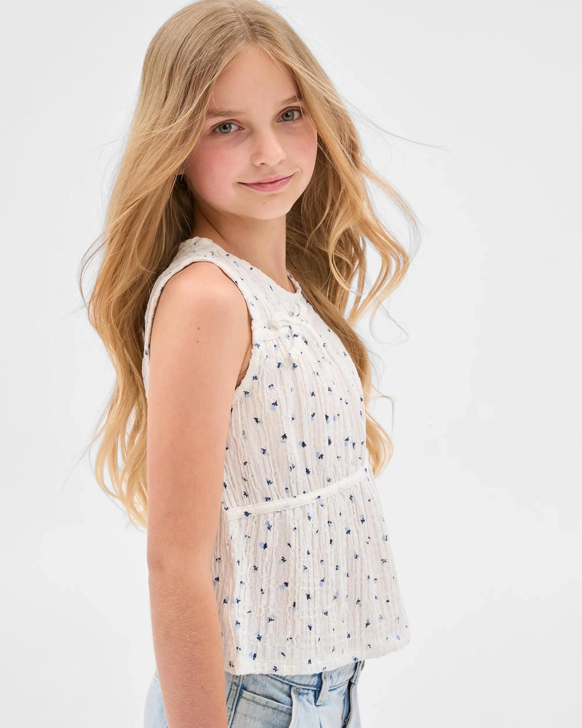 1 Target Textured Knit Bow Tank AOP DITSY, 1 of 7