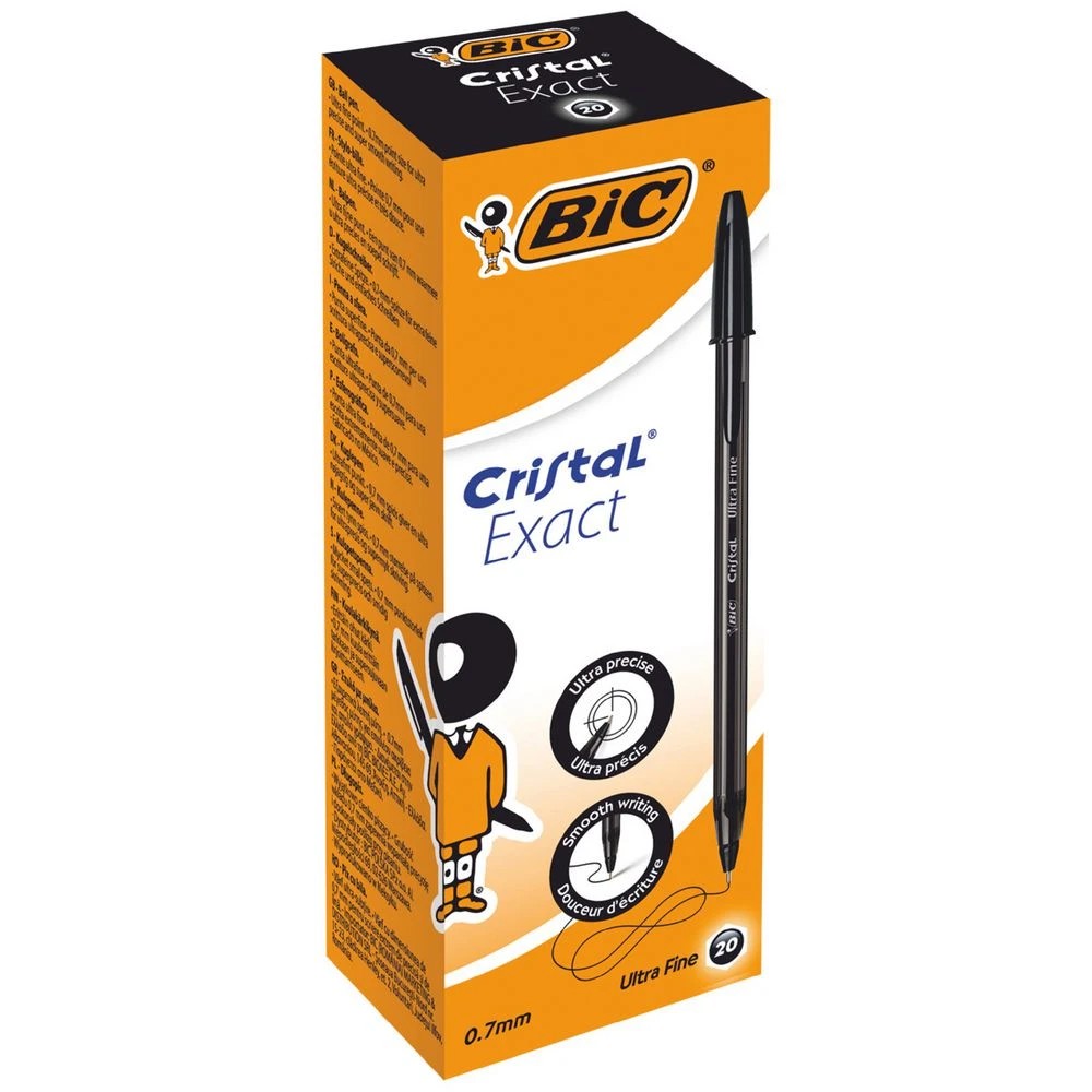 1 Bic Cristal Exact Ballpoint Pen 0.7mm Black 20 Pack, 1 of 8